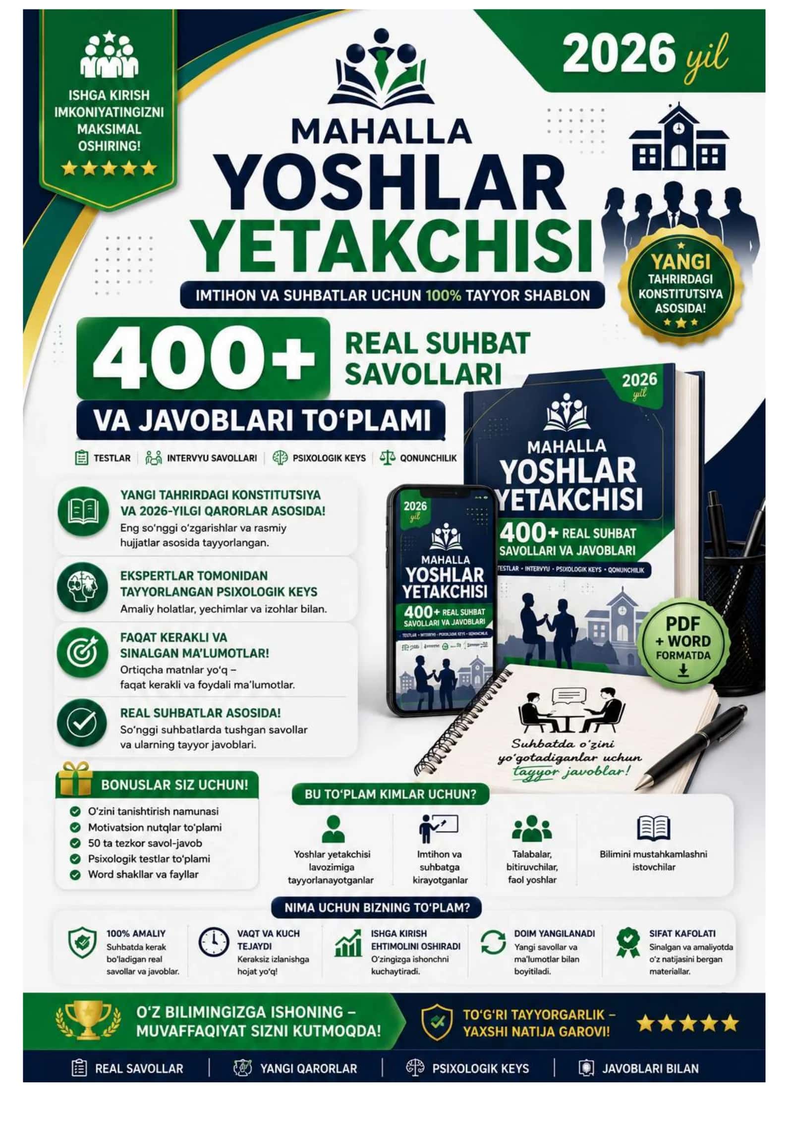 ARGOS 2026-YIL MAHALLA YOSHLAR YETAKCHISI SUHBAT SAVOLLARI VA JAVOBLARI 400 TA SAVOL VA JAVOB