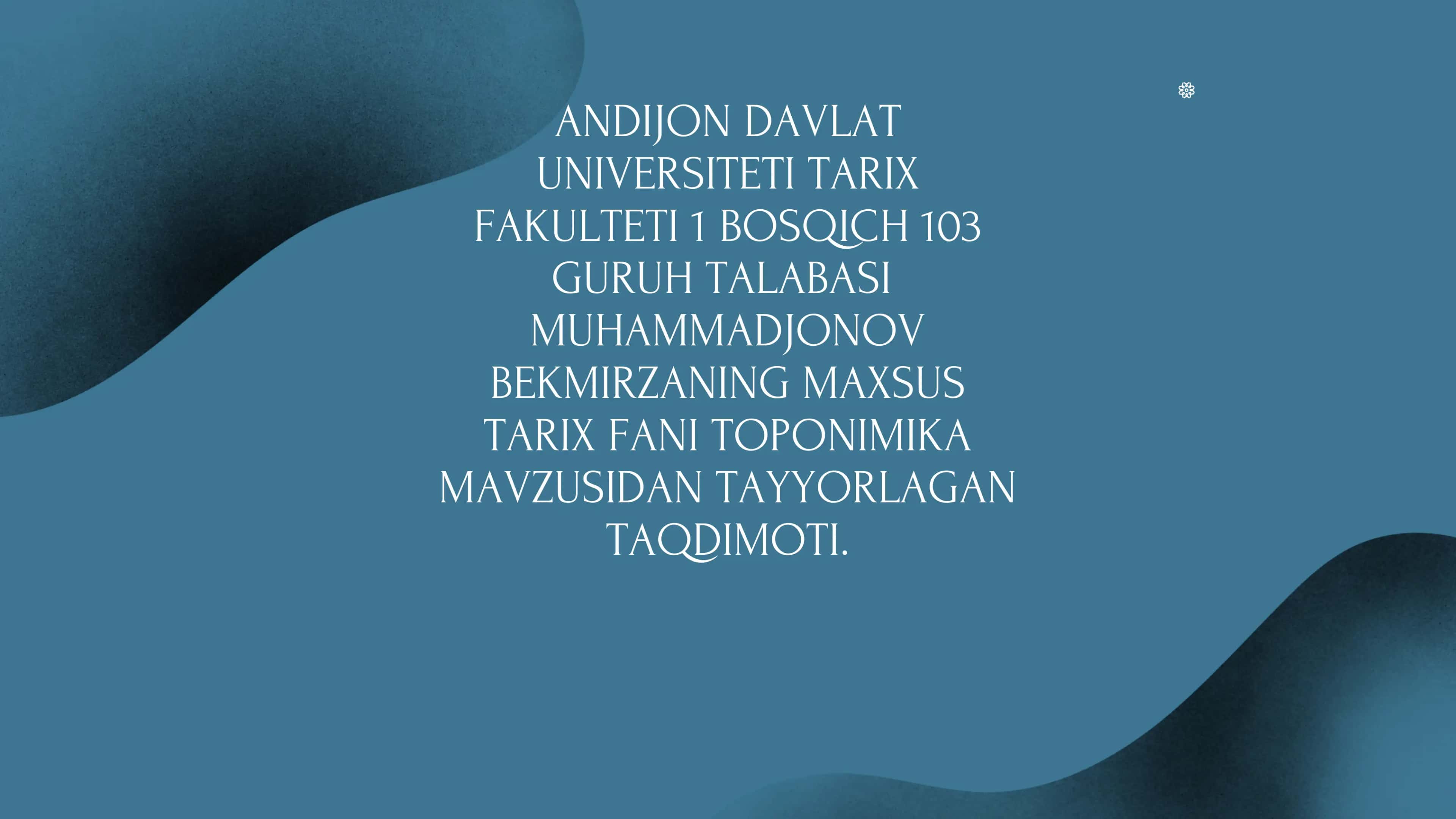 Toponimika yordamchi tarix fani