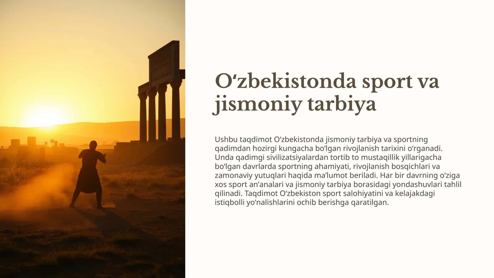 Oʻzbekistonda sport va jismoniy tarbiyaning rivojlanishi
