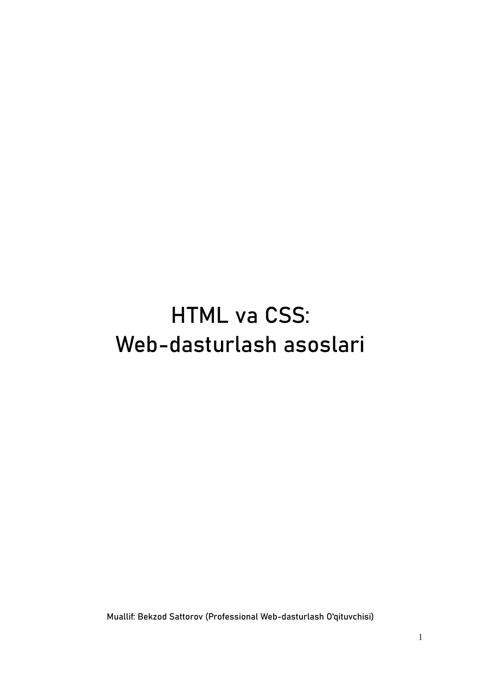 HTML va CSS 0 dan boshlaganlar uchun