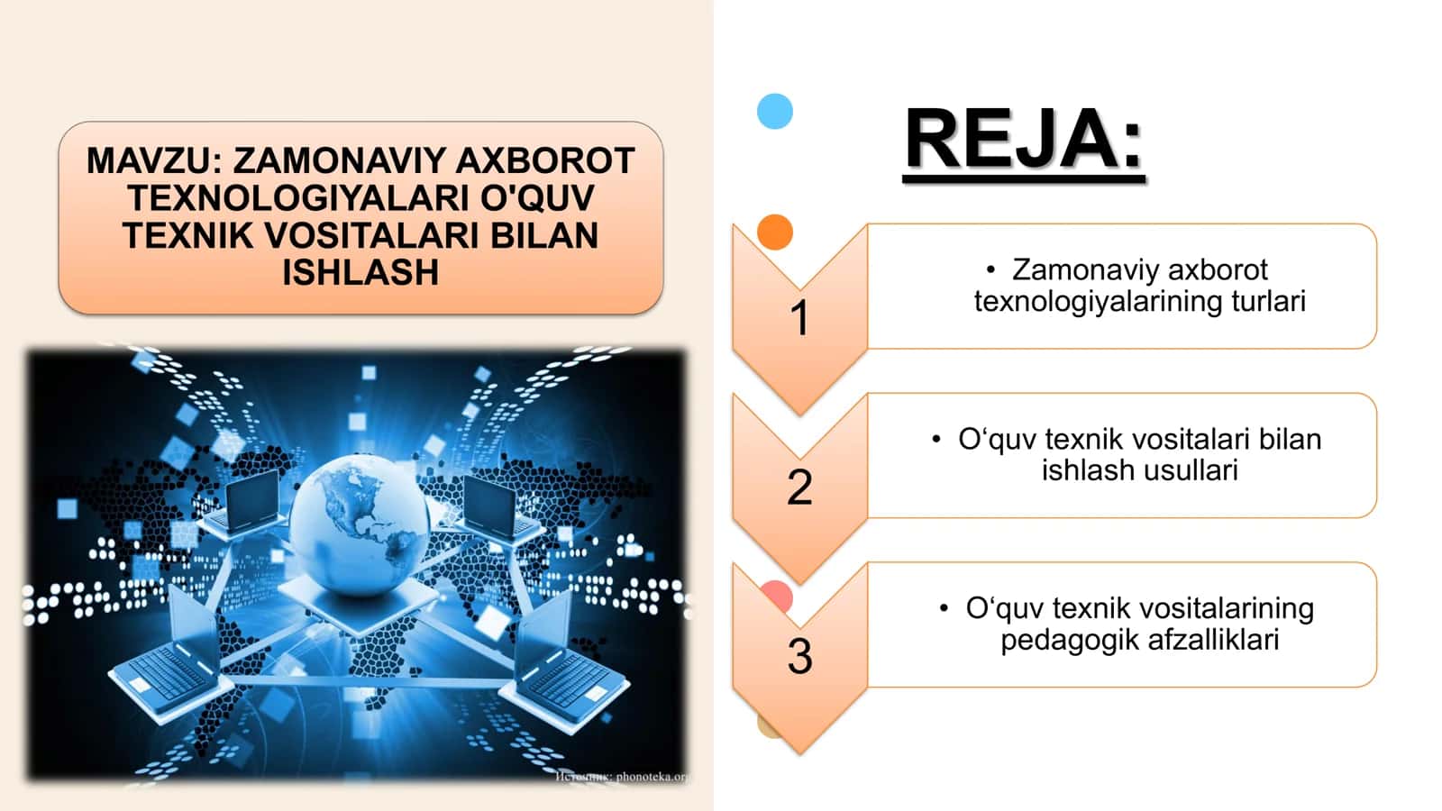 ZAMONAVIY AXBOROT TEXNOLOGIYALARI O'QUV TEXNIK VOSITALARI BILAN ISHLASH