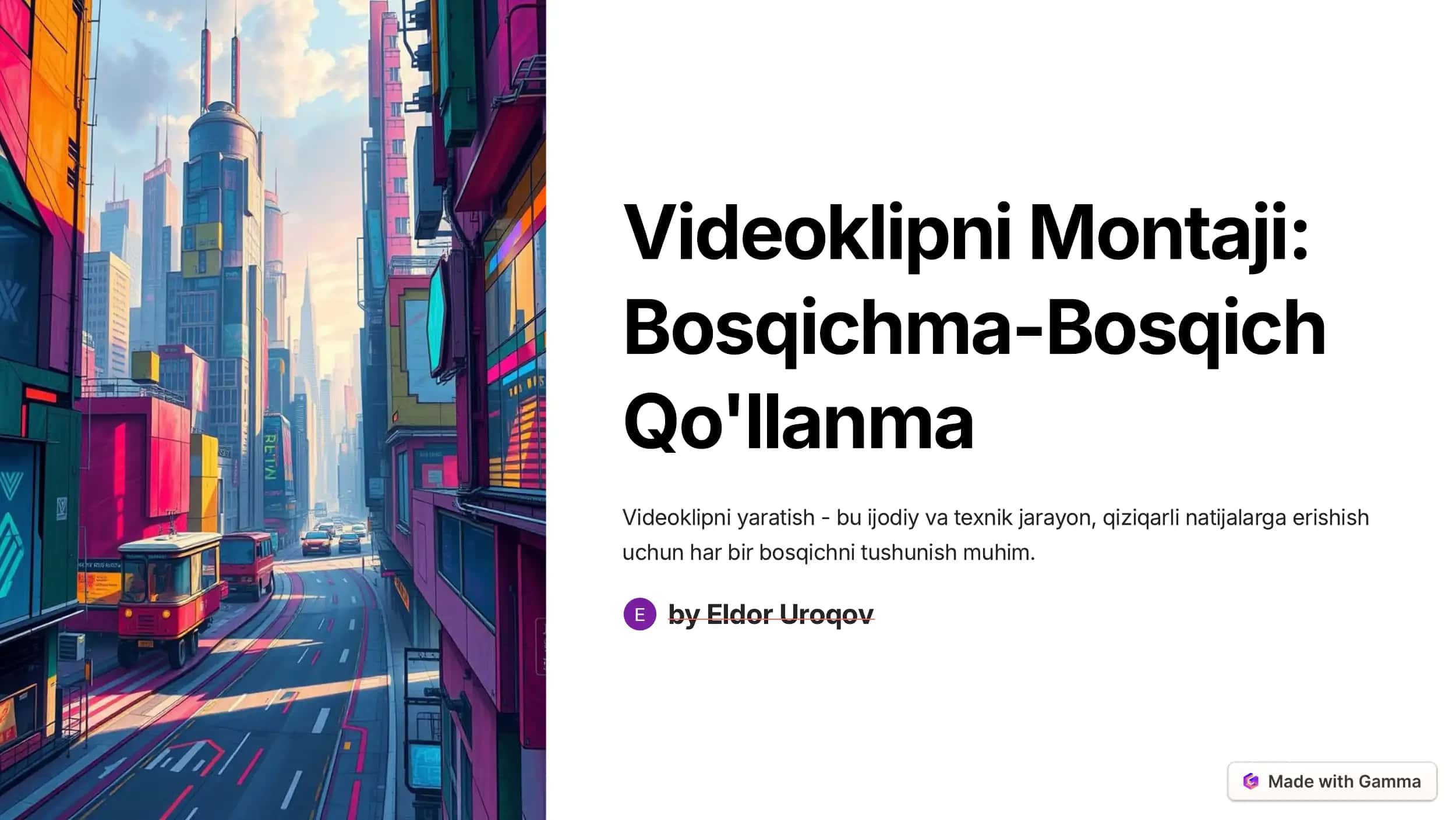 Videoklipni Montaji ushbu qo'llanma
