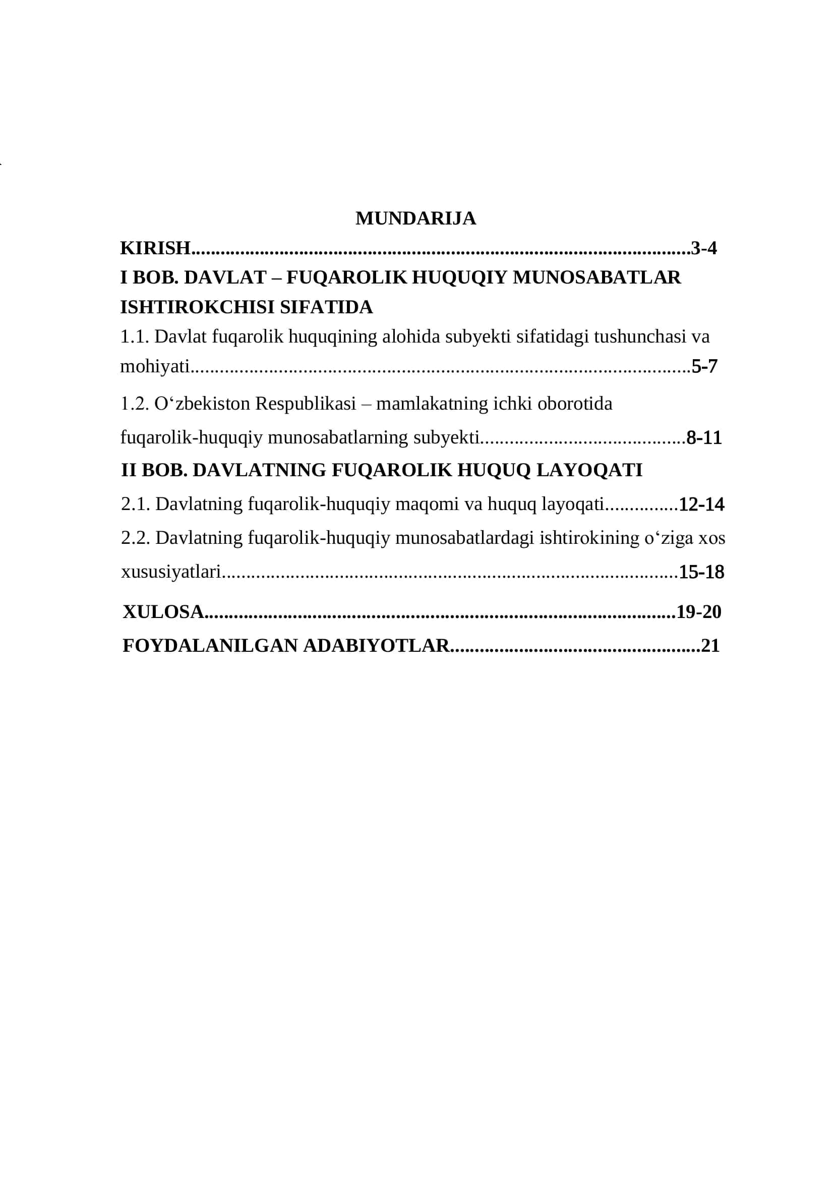 Davlat – Fuqarolik Huquqi Munosabatlar