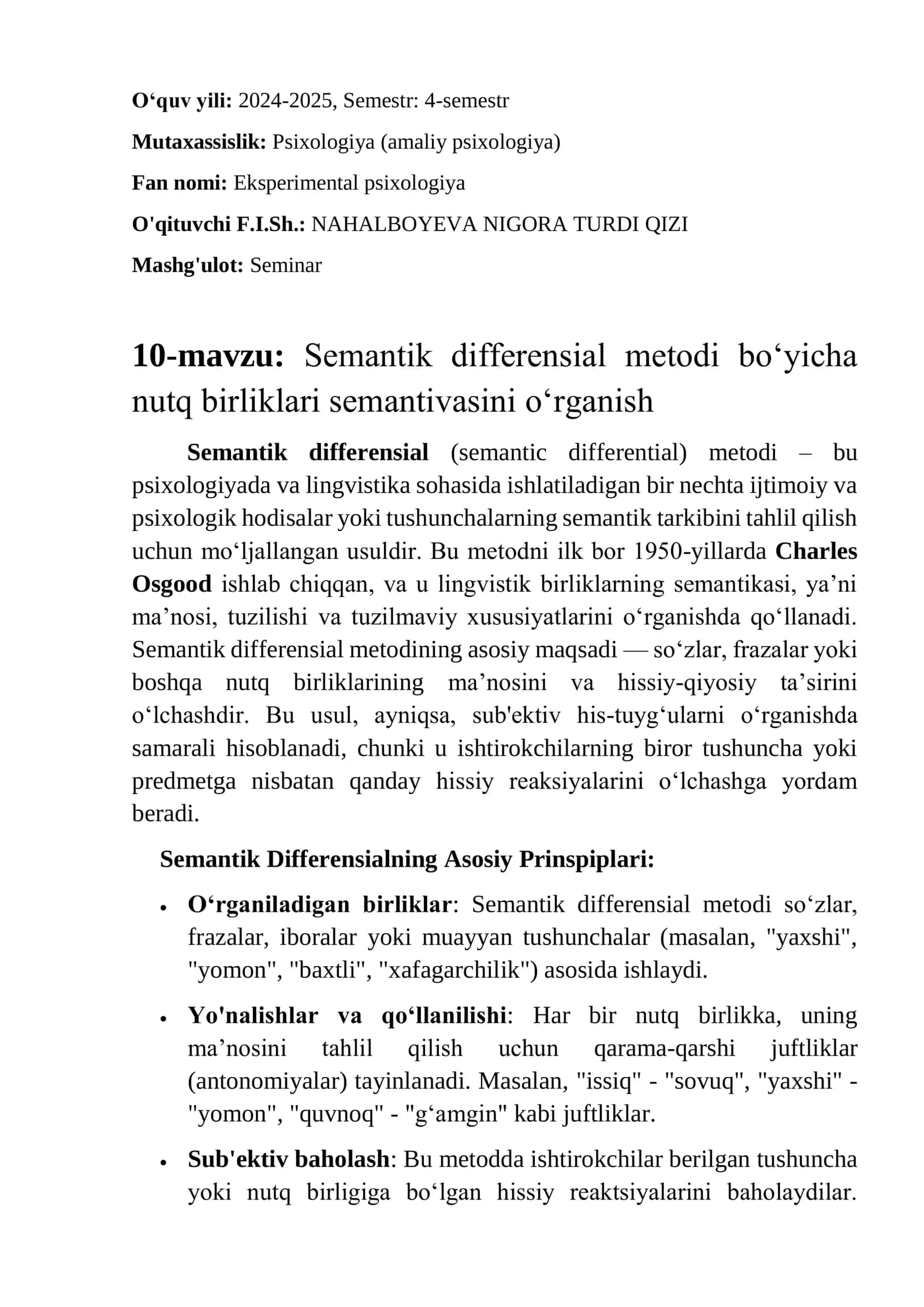 Semantik differensial metodi