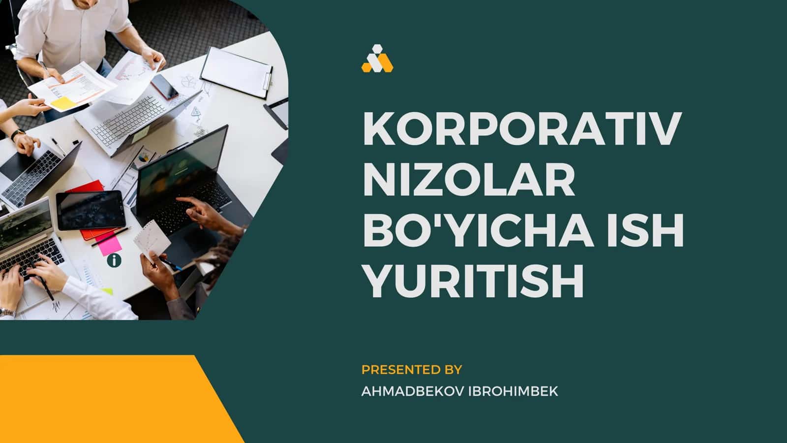 KORPORATIV NIZOLAR BO'YICHA ISH YURITISH