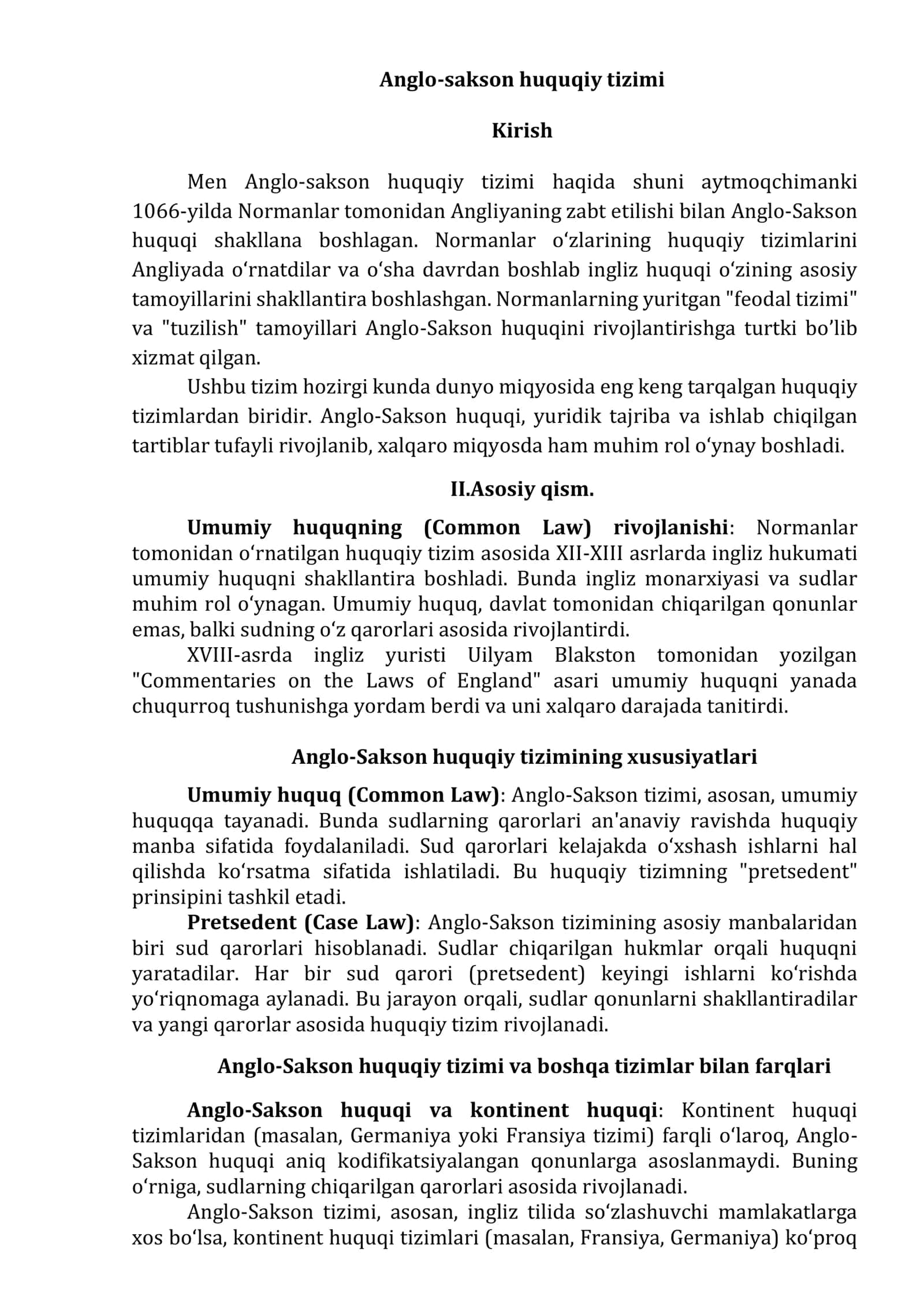 Anglo-Sakson huquqiy tizimi