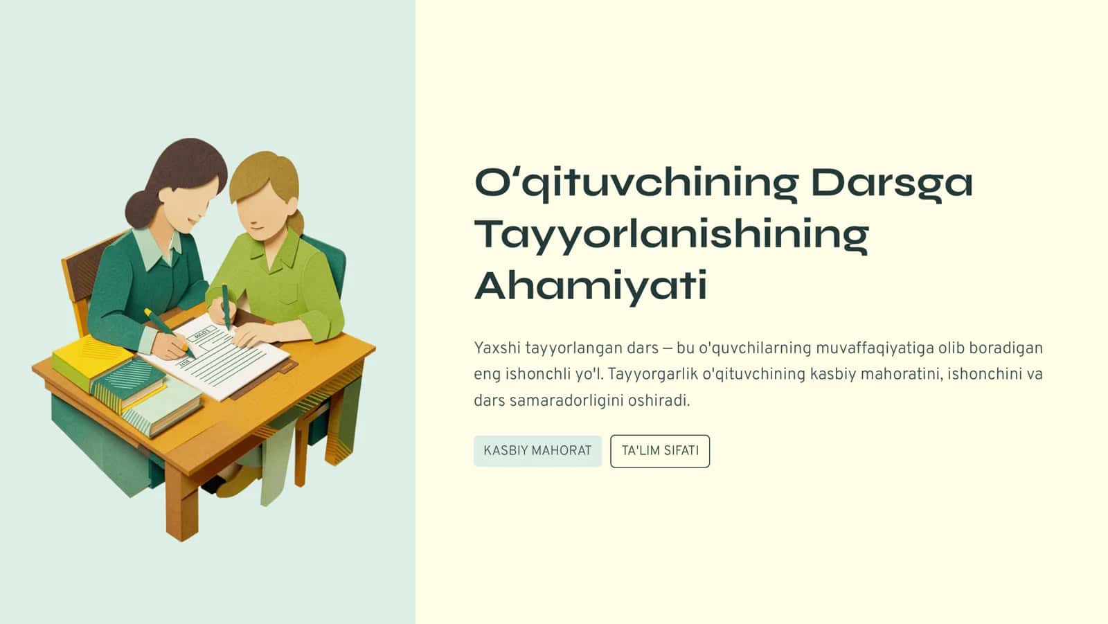 Oʻqituvchining Darsga Tayyorlanishining Ahamiyati