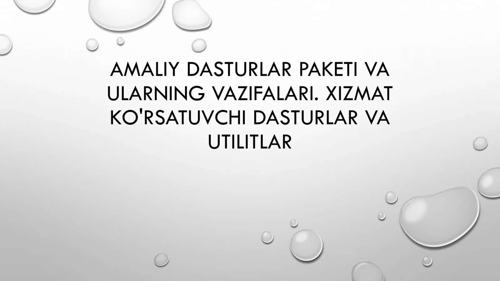 AMALIY DASTURLAR PAKETI VA ULARNING VAZIFALARI