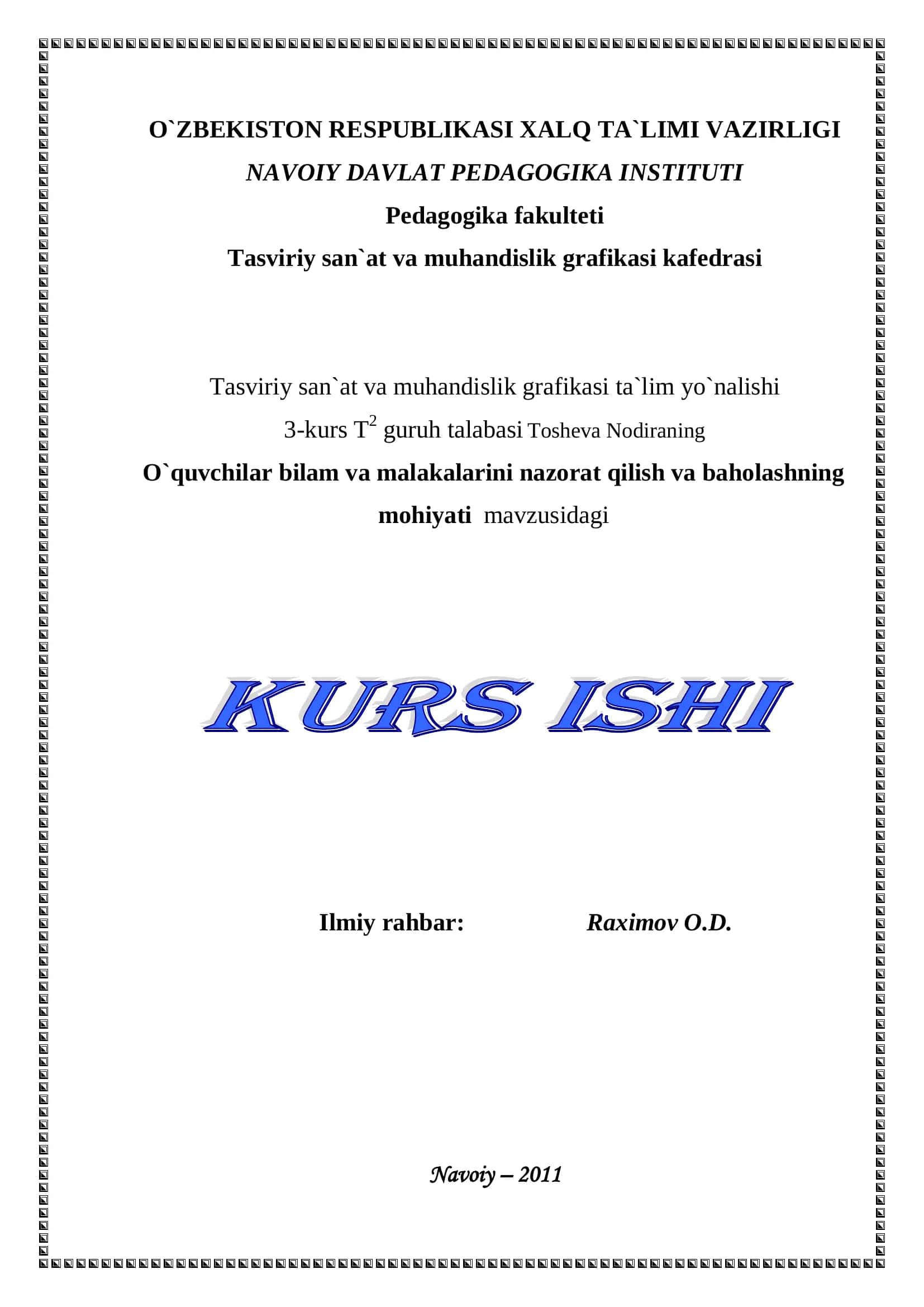 Tasviriy san`at va muhandislik grafikasi ta`lim yo`nalishi