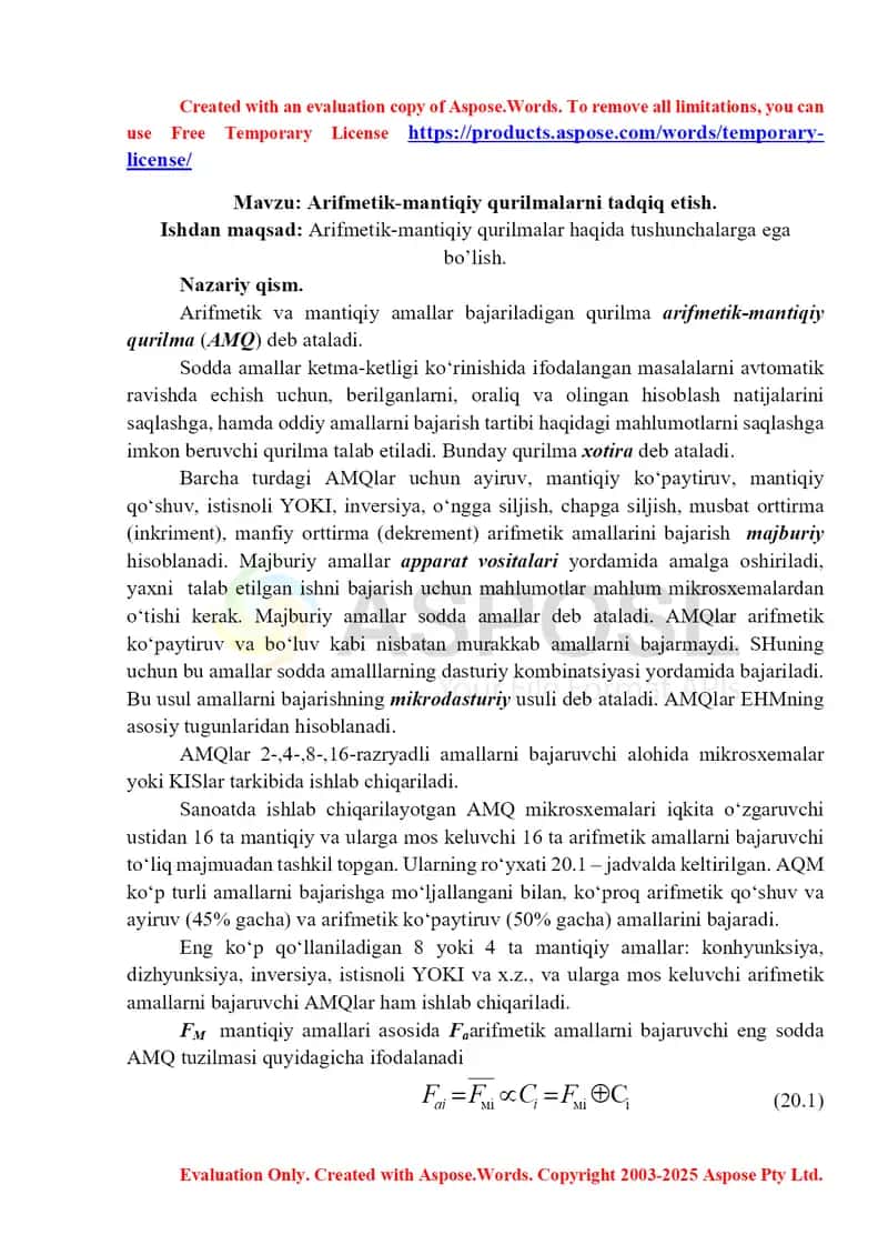 Arifmetik-mantiqiy qurilmalar