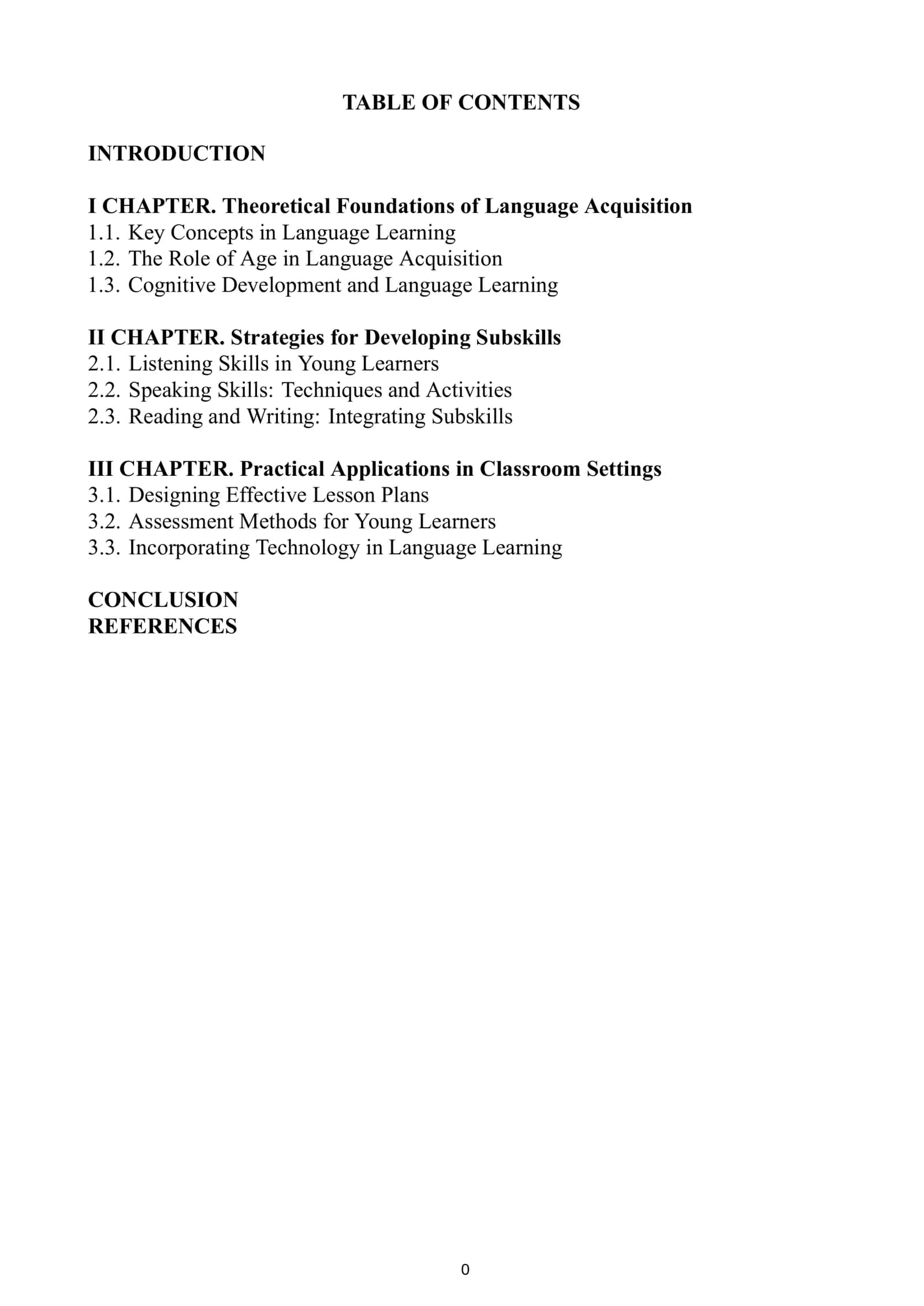 Course Work on Developing Subskills in English Language Learning