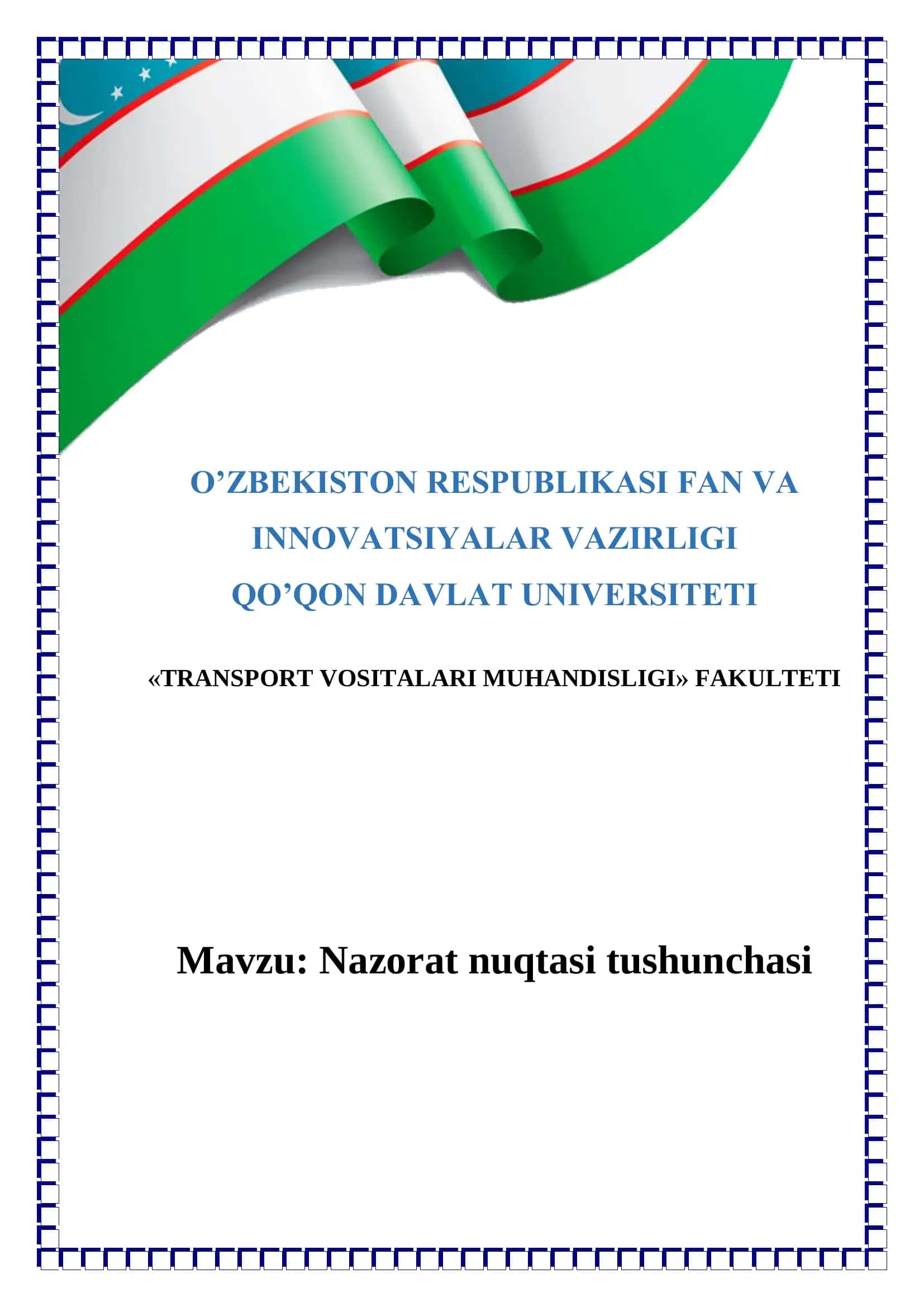 Nazorat nuqtasi tushunchasi