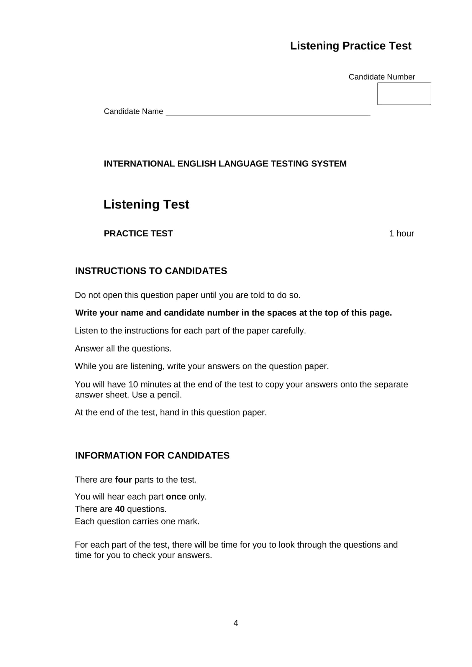 Listening Practice Test