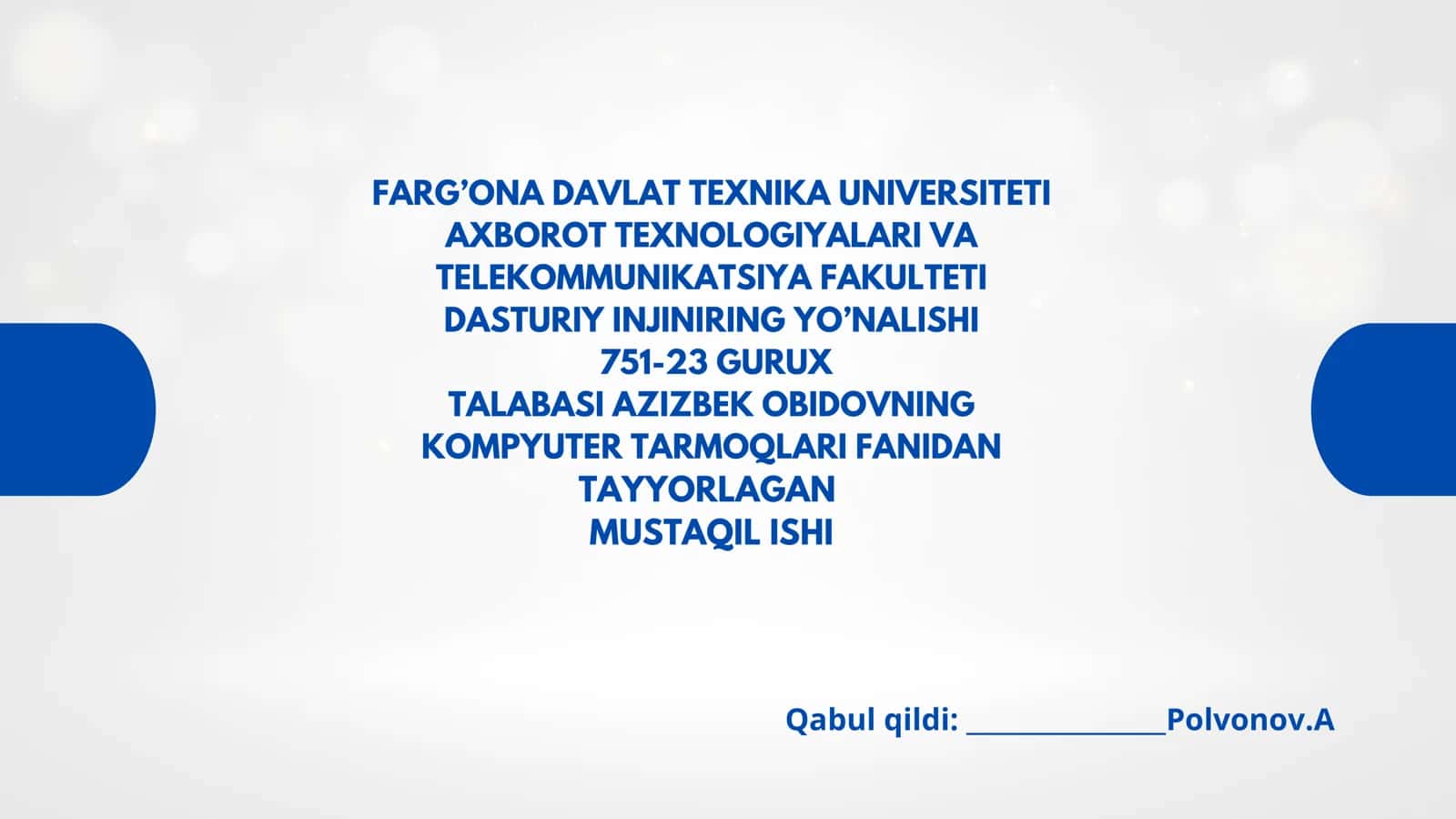 SHAHAR TARMOQLARI (MAN) VA ULARNING QURILISH USULLARI