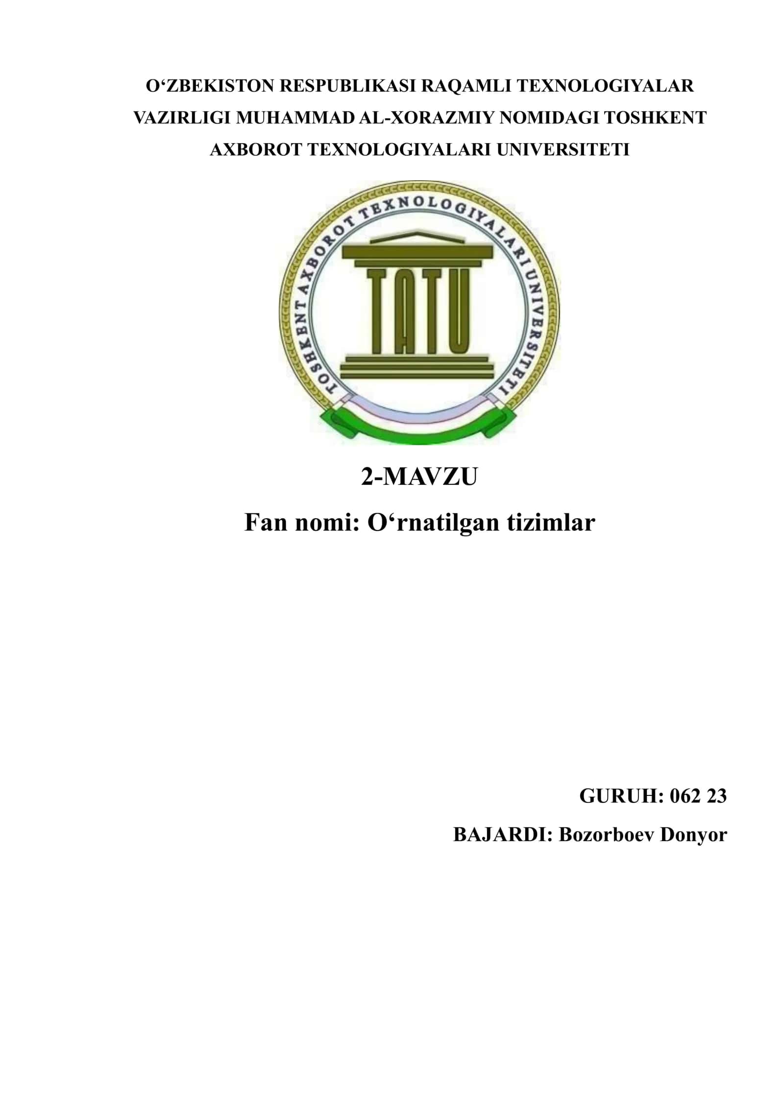O‘rnatilgan tizimlar