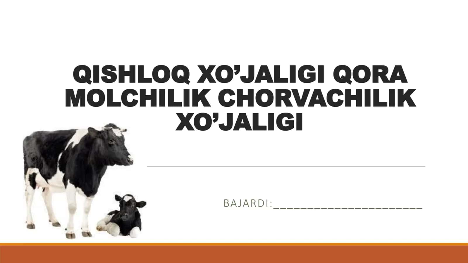 QISHLOQ XO’JALIGI QORA MOLCHILIK CHORVACHILIK XO’JALIGI