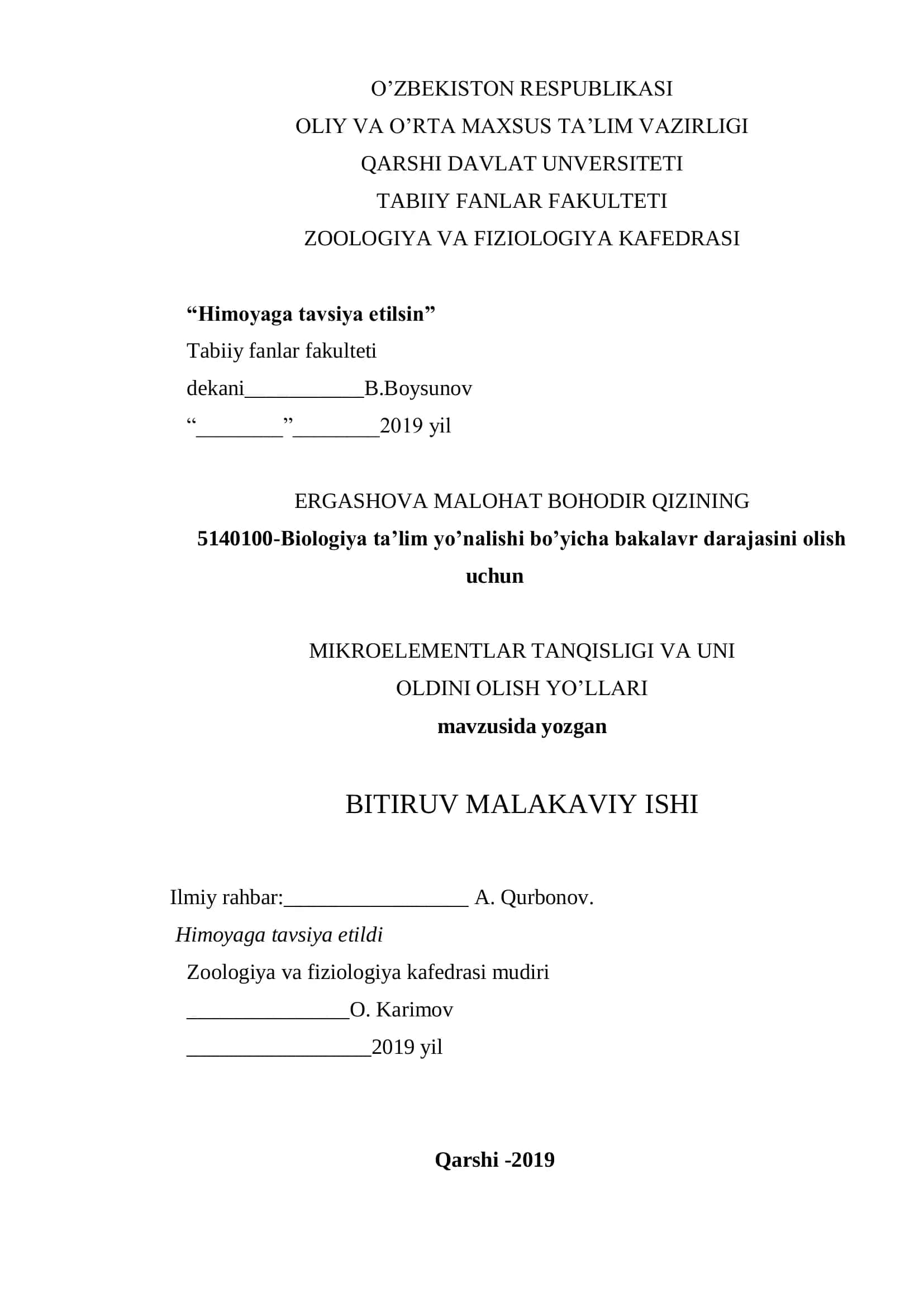 MIKROELEMENTLAR TANQISLIGI VA UNI OLDINI OLISH YO'LLARI