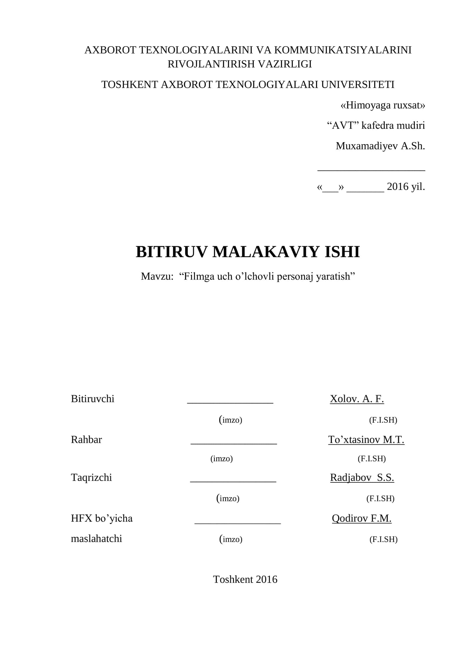 Filmga uch o’lchovli personaj yaratish