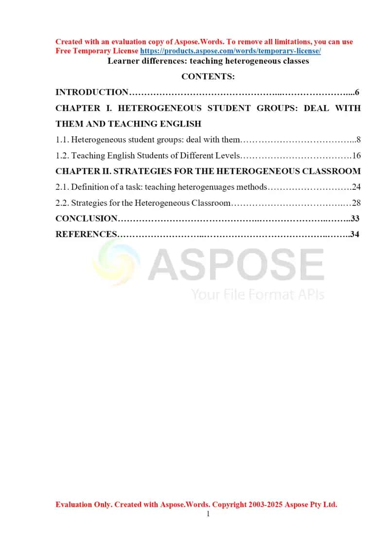 Learner differences: teaching heterogeneous classes