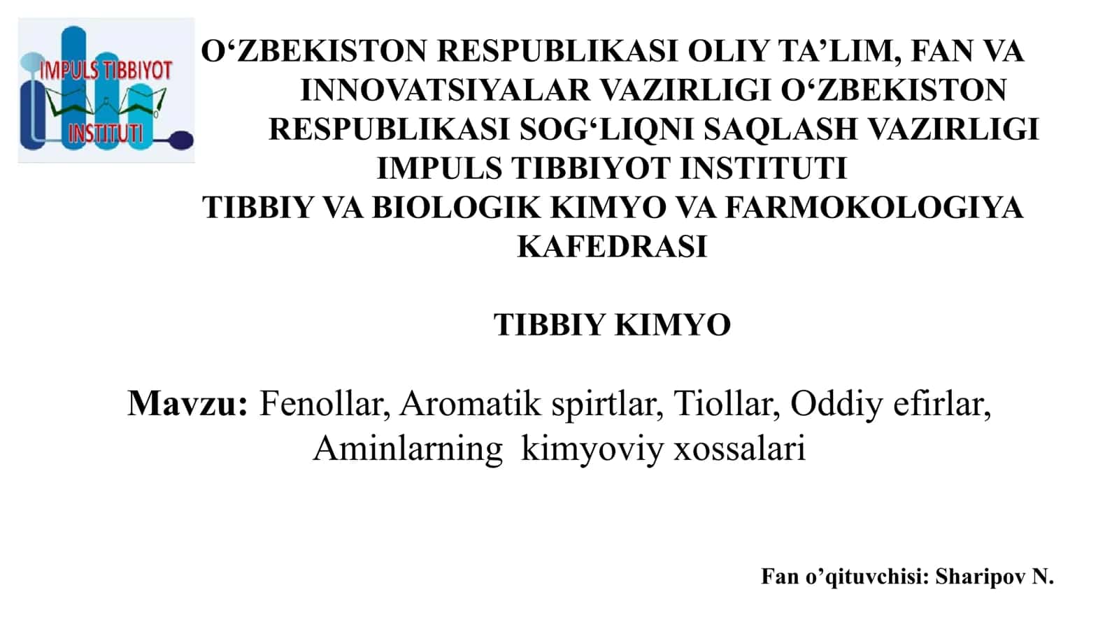 FENOLLARNING KIMYOVIY XOSSALARI