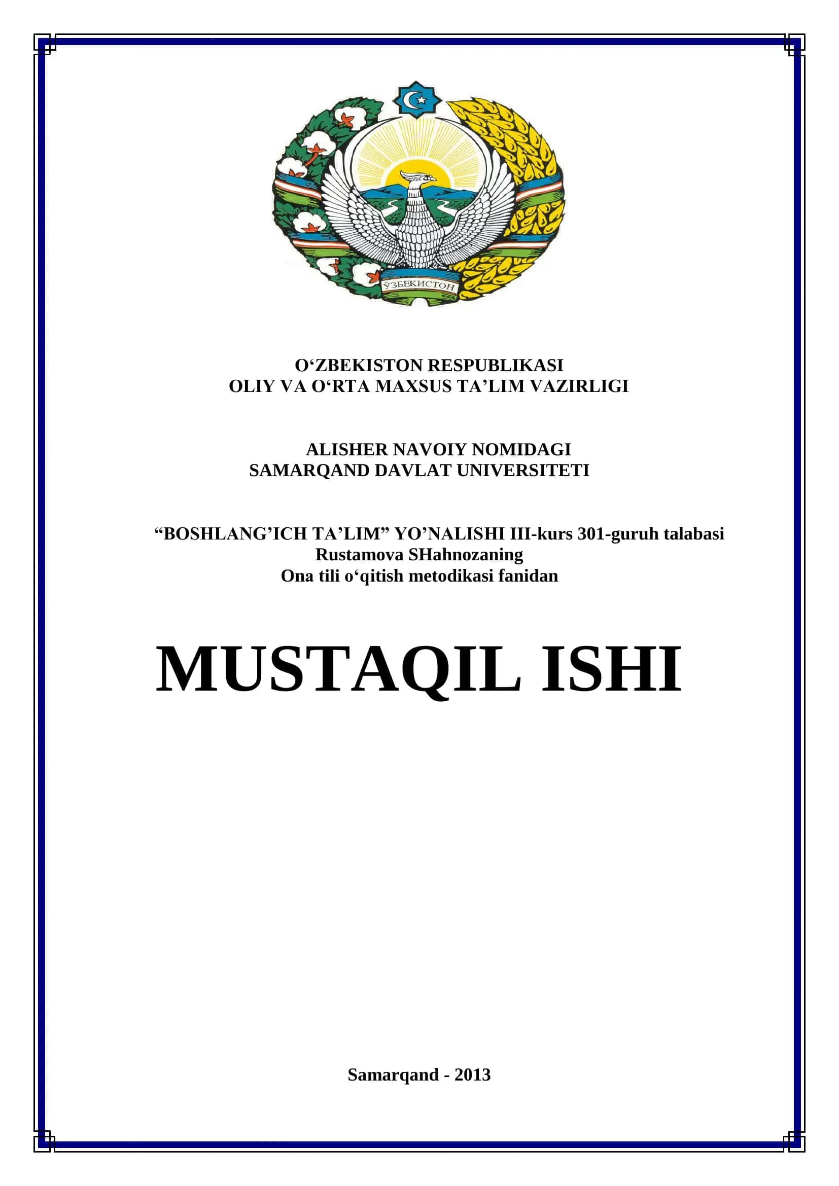 Ona tili o‘qitish metodikasi
