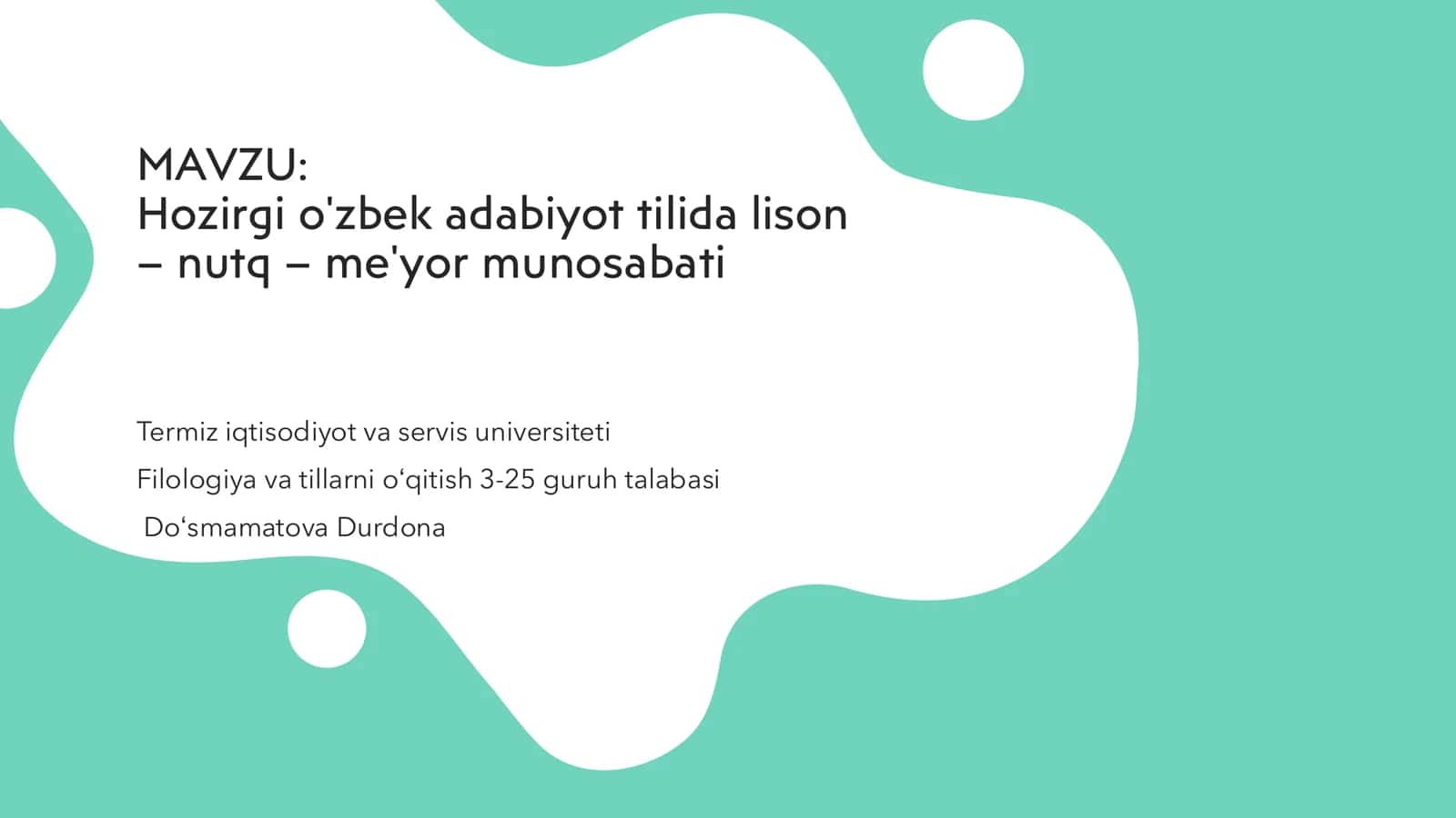 Hozirgi o'zbek adabiyot tilida lison
– nutq – me'yor munosabati
