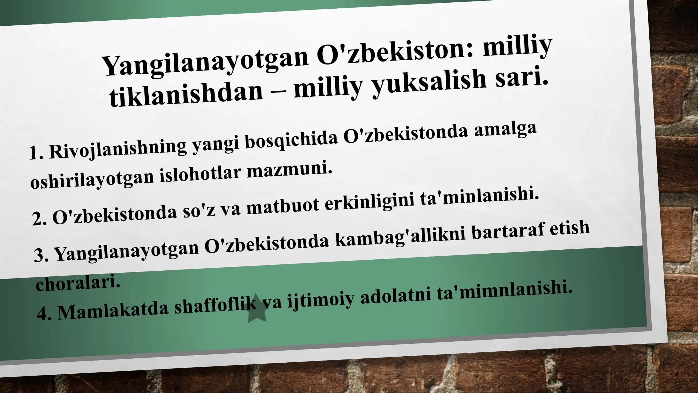 Milliy tiklanishdan – milliy yuksalish sari