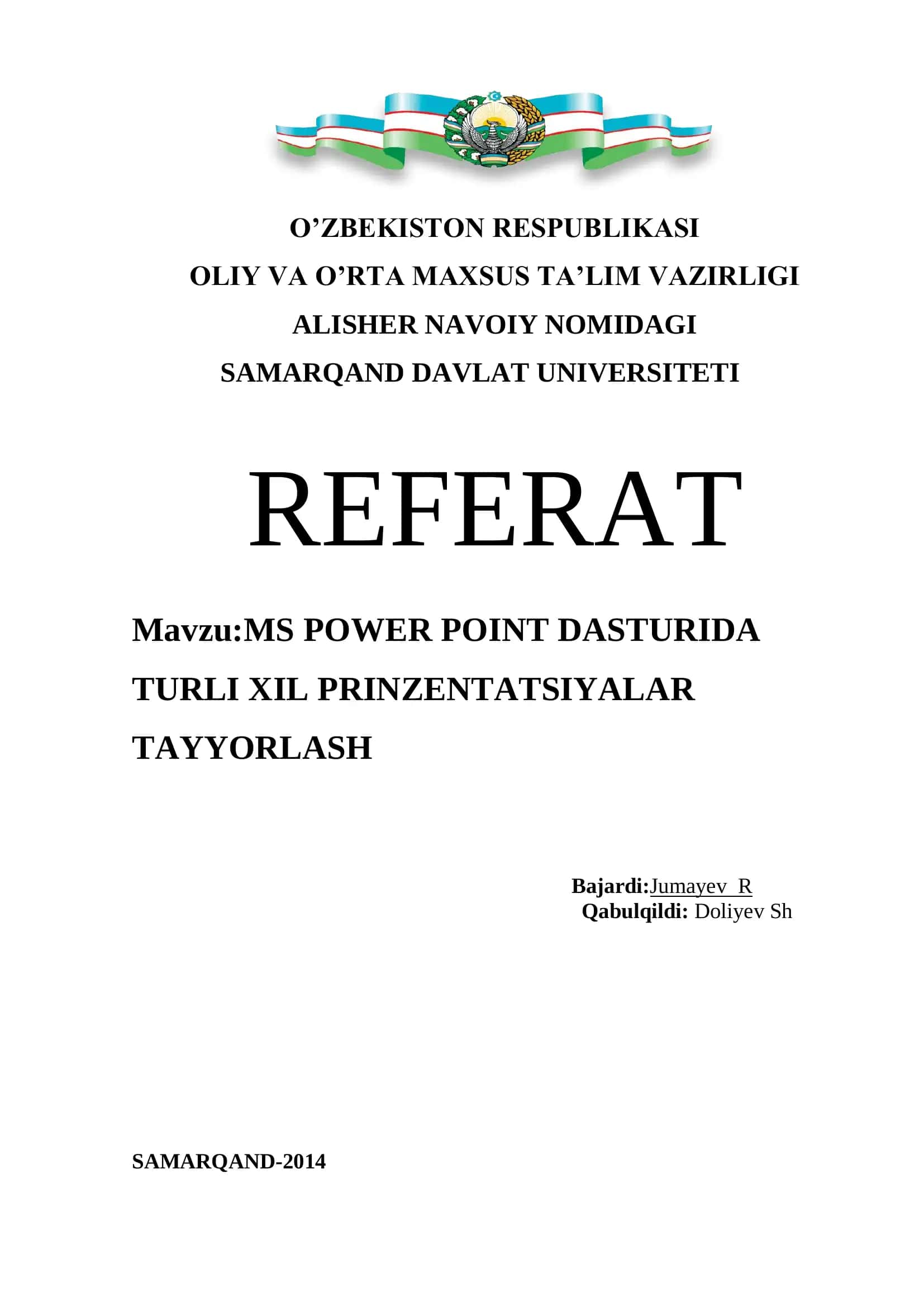 MS POWER POINT DASTURIDA TURLI XIL PRINZENTATSIYALAR TAYYORLASH