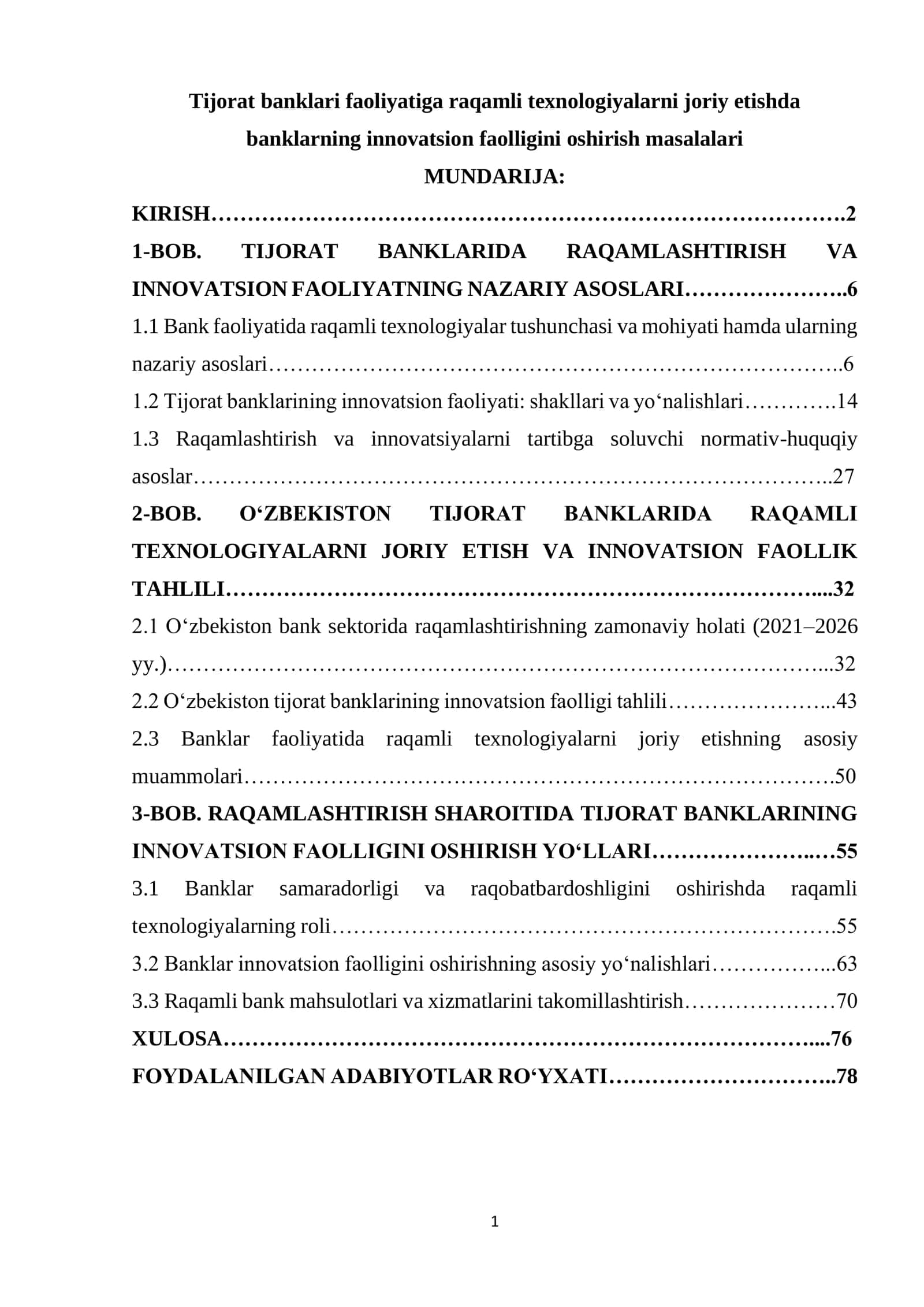 Tijorat banklari faoliyatiga raqamli texnologiyalarni joriy etishda