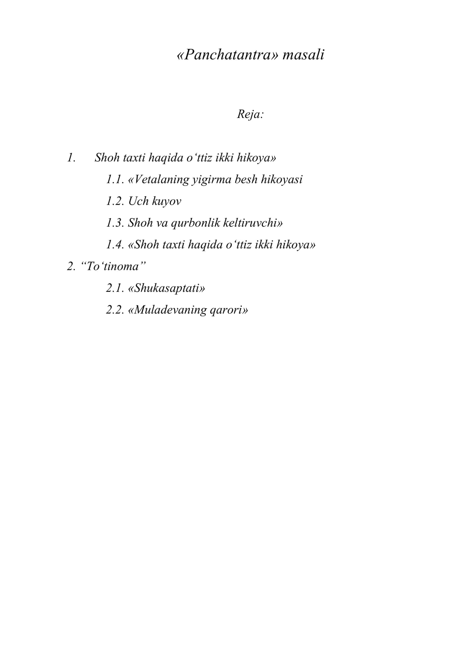 «Panchatantra» masali
