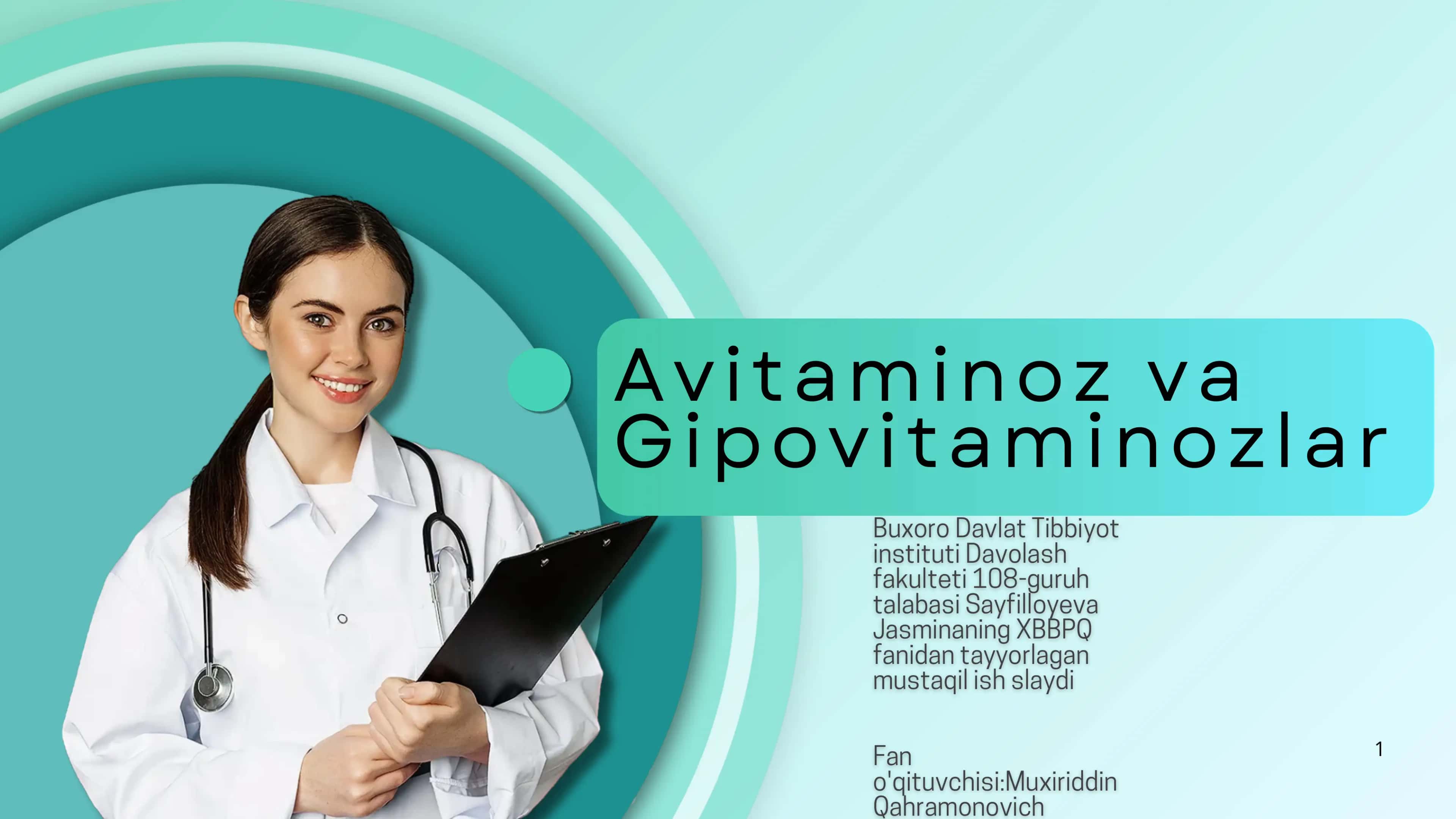 Mustaqil ishlar: Vitaminlar va ularning vazifalari