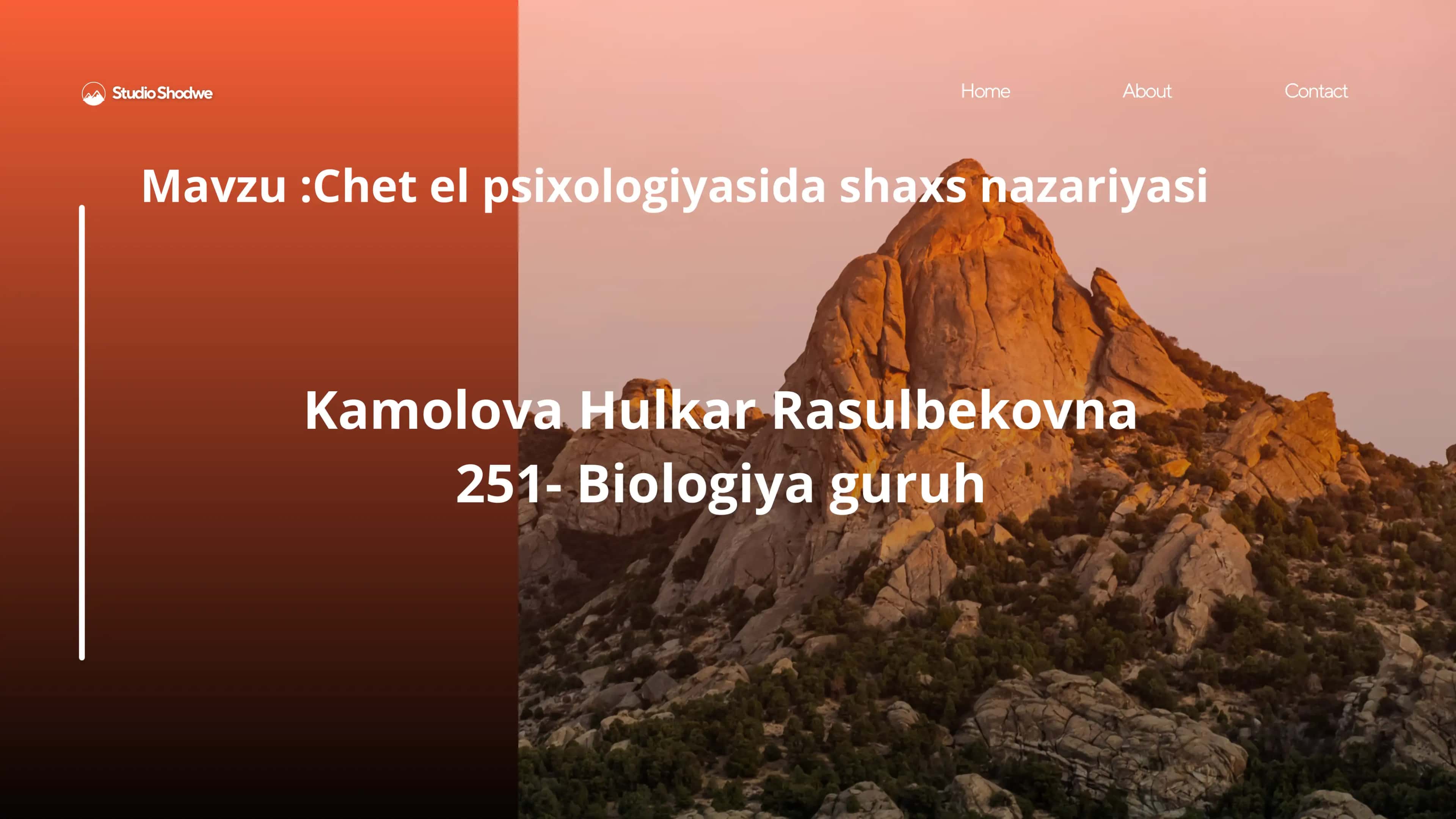 Chet el psixologiyasida shaxs nazariyasi