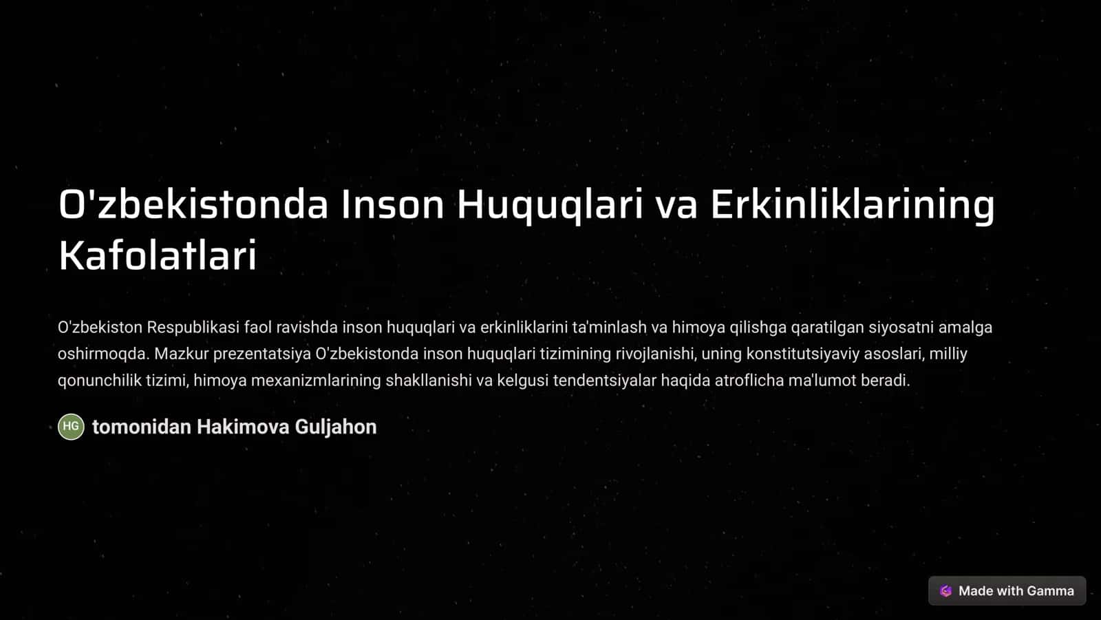 O'zbekistonda Inson Huquqlari va Erkinliklarining Kafolatlari