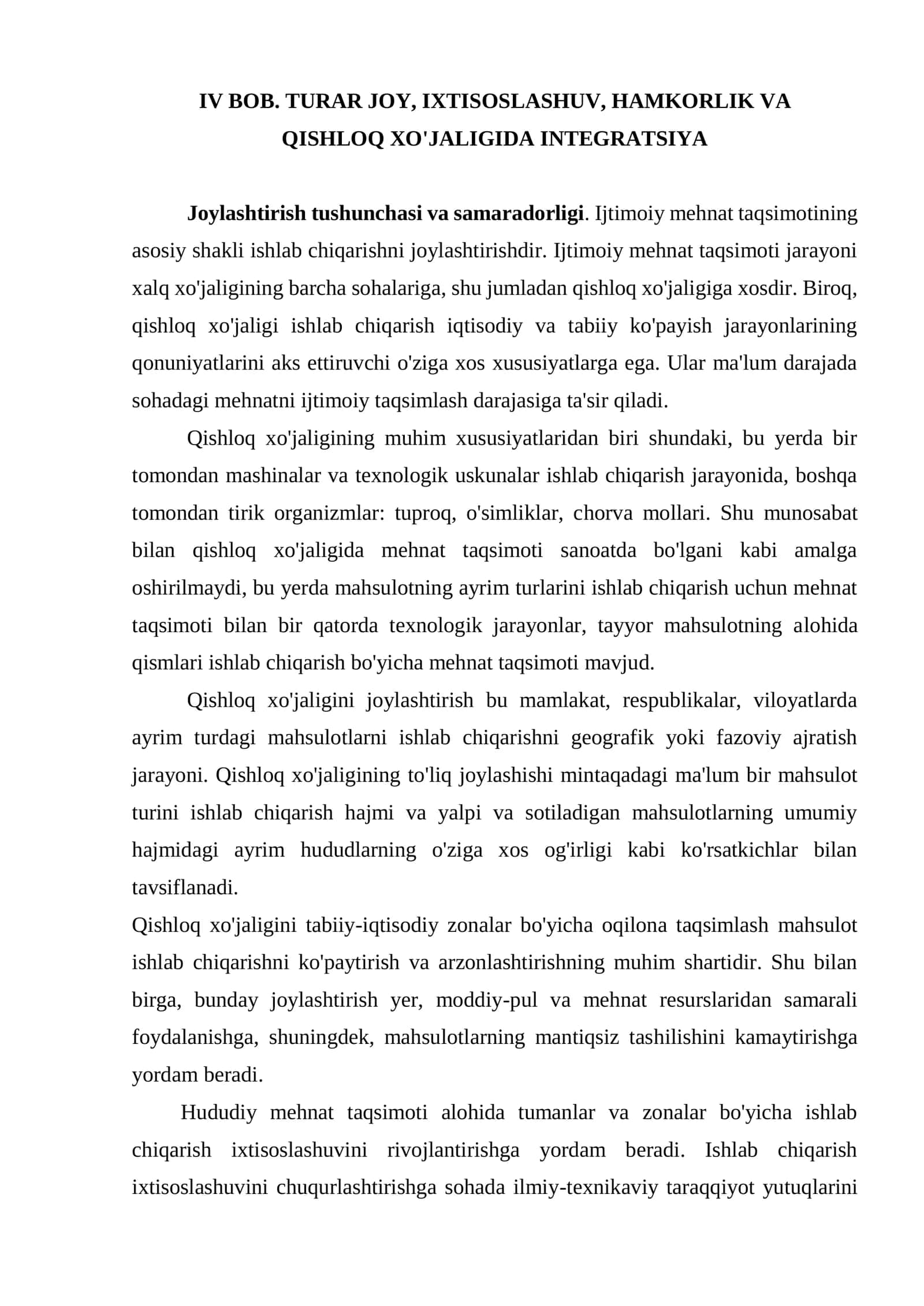 Qishloq xo'jaligida integratsiya