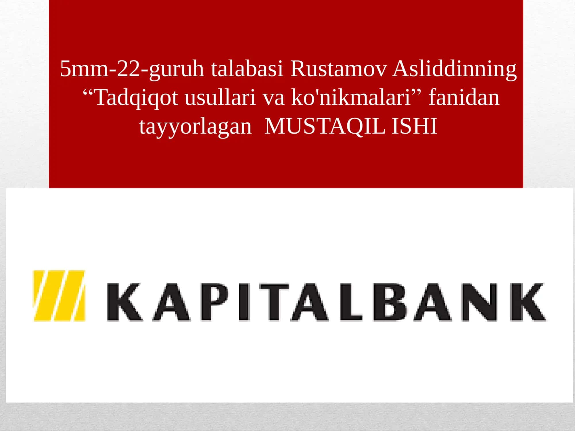Kapitalbankining 4 yillik biznes rejasi(2020-2023)