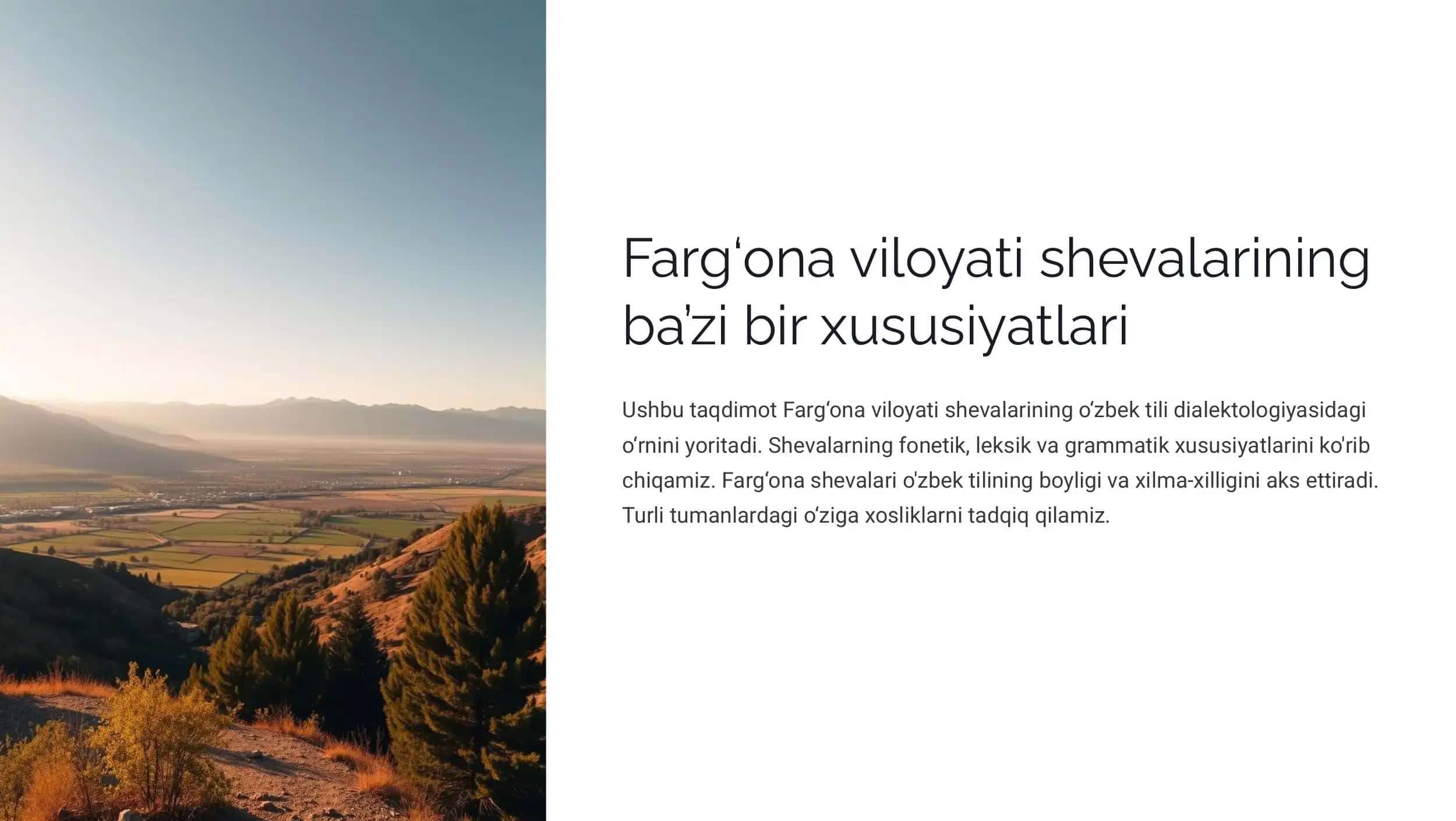Farg'ona viloyati shevalarining ba'zi bir xususiyatlari
