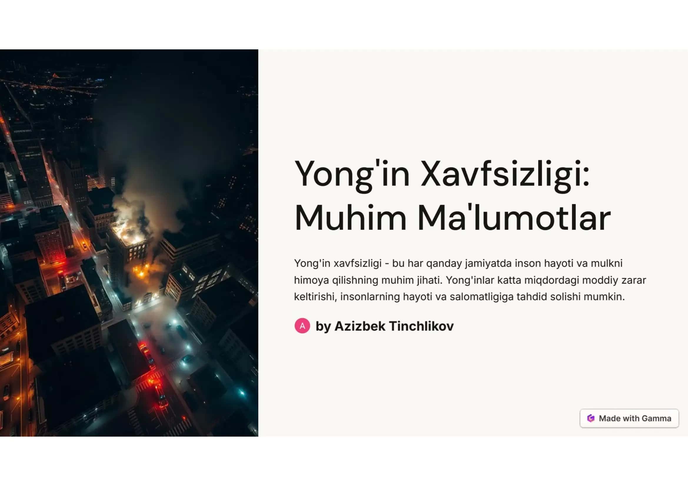 Yong'in xavfsizligi: muhim ma'lumotlar