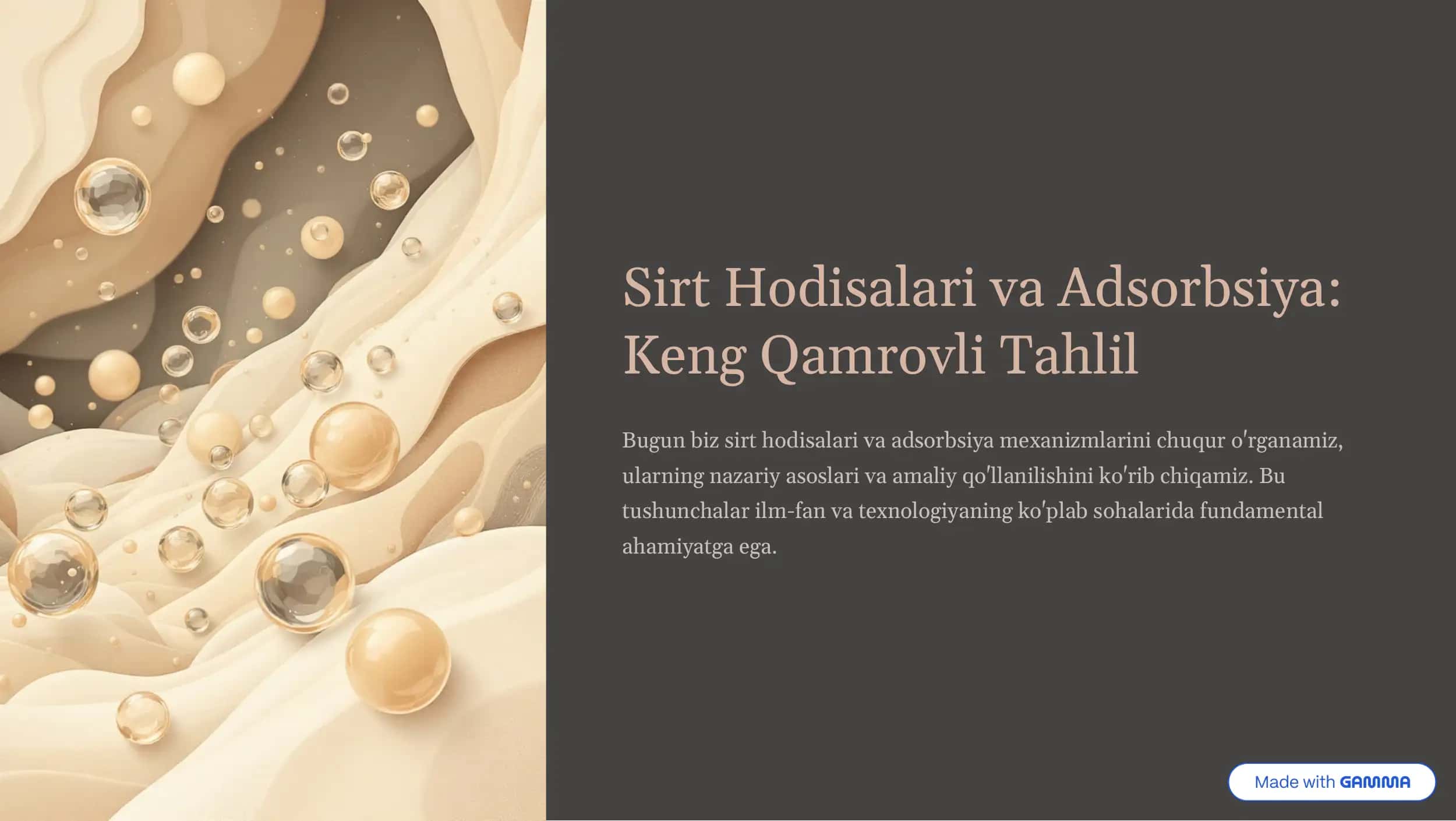 Sirt Hodisalari va Adsorbsiya
