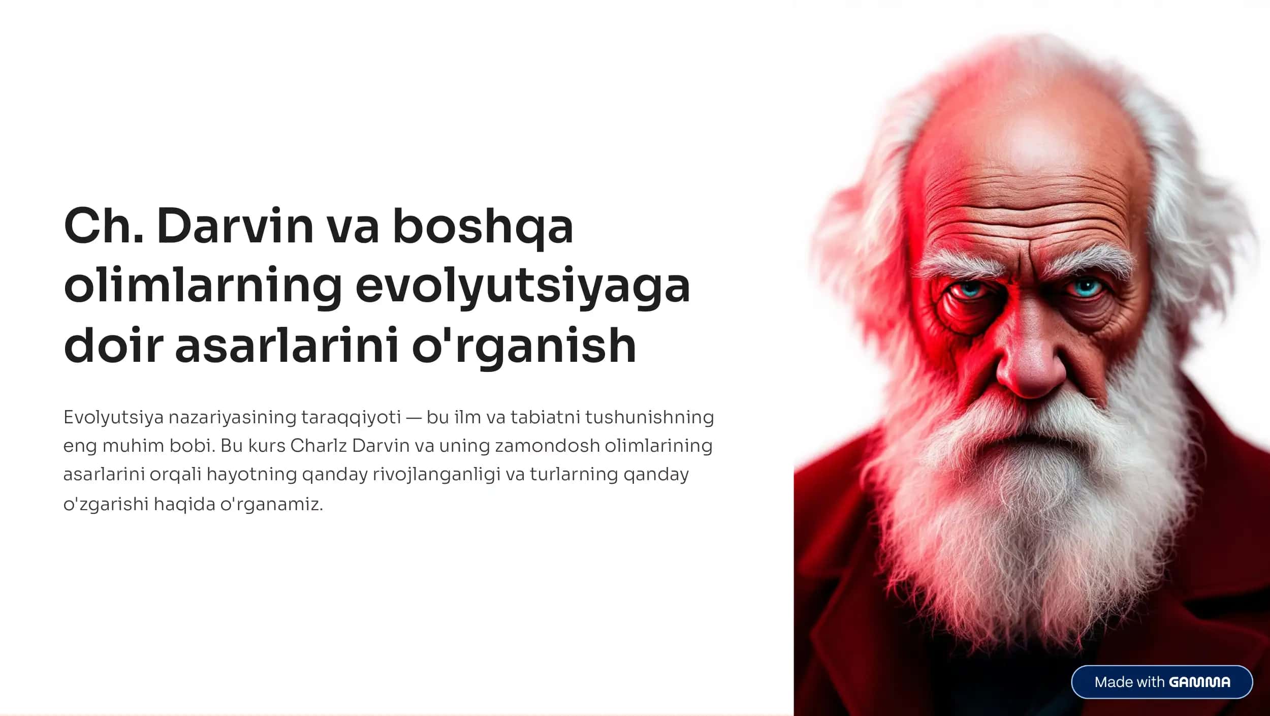 Evolyutsiya nazariyasi. Ch. Darvin va boshqa 
olimlarning evolyutsiyaga 
doir asarlarini o'rganish