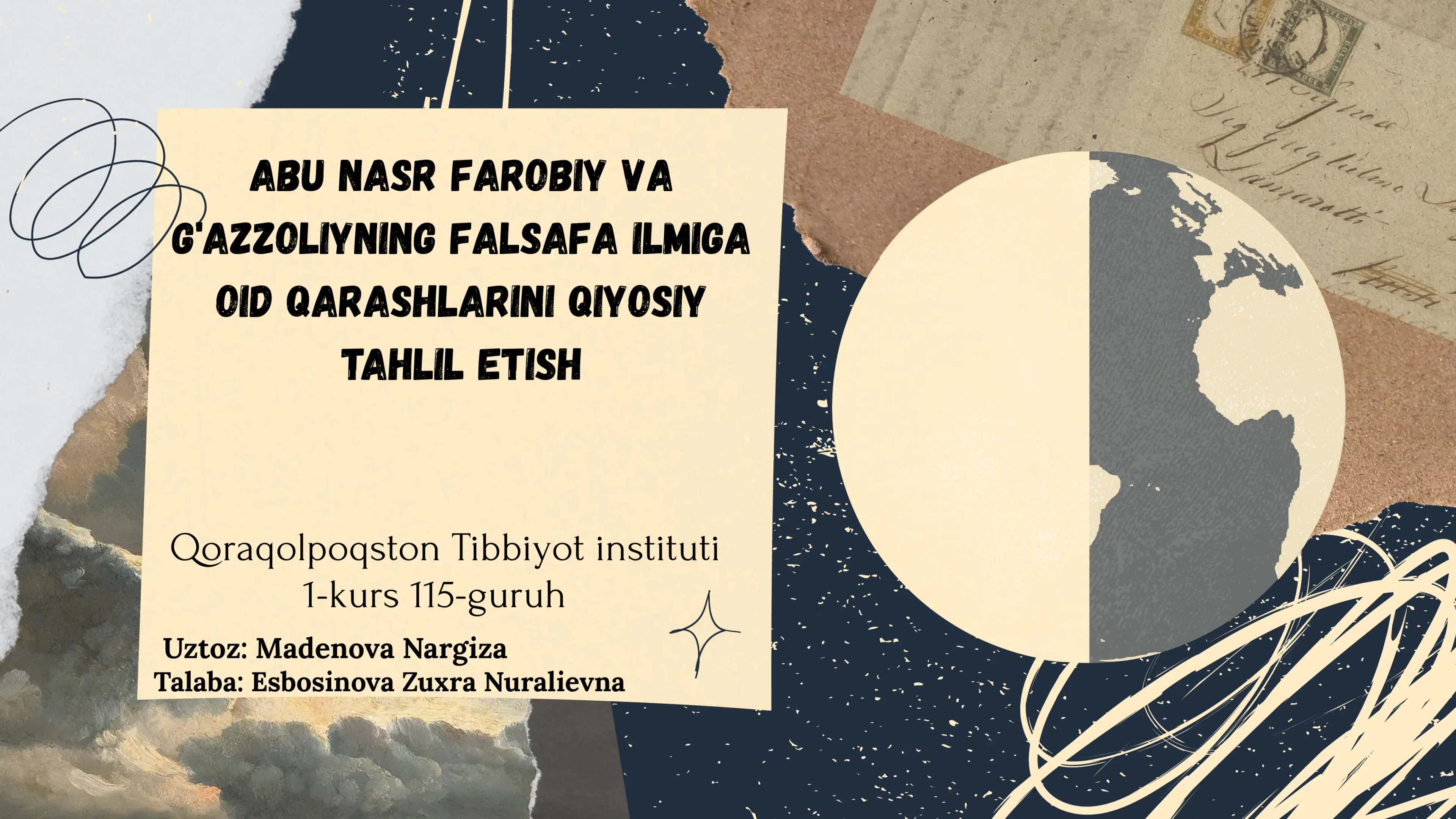 Abu Nasr Farobiy va G'azzoliyning falsafa ilmiga oid qarashlarini qiyosiy tahlil etish
