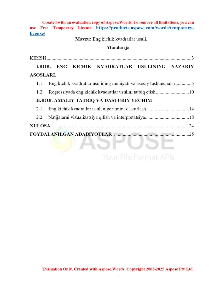 Eng kichik kvadratlar usuli