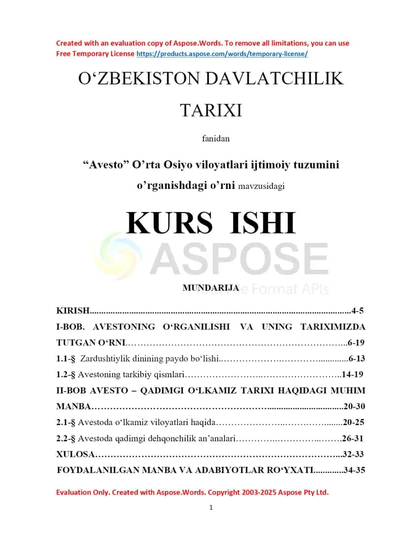 “Avesto” O’rta Osiyo viloyatlari ijtimoiy tuzumini o’rganishdagi o’rni