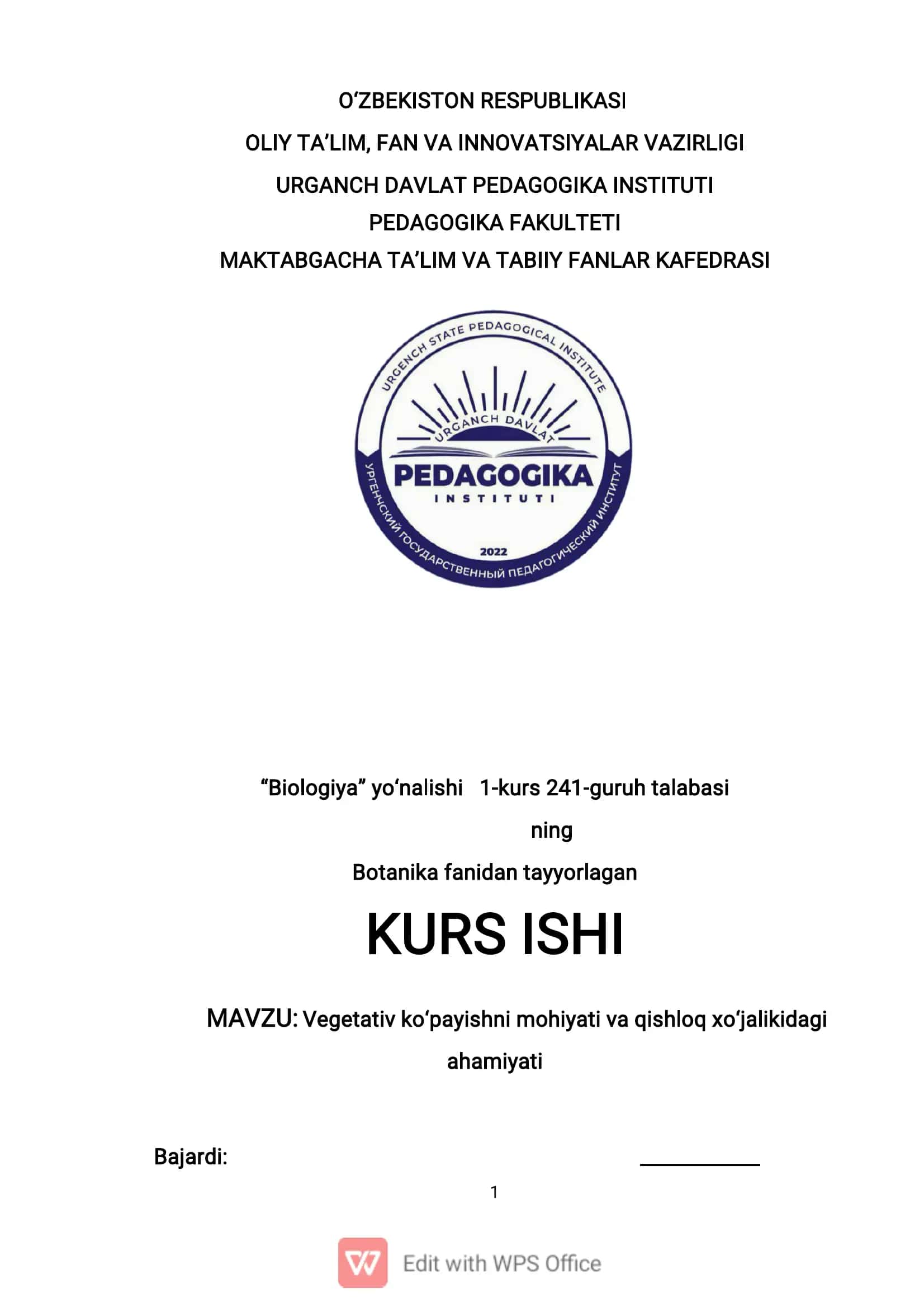 Vegetativ koʻpayishni mohiyati va qishloq xoʻjaligidagi ahamiyati