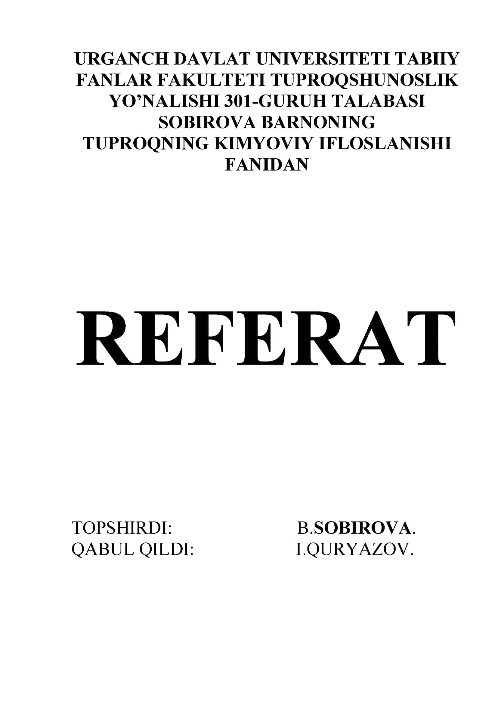 Tuproqning kimyoviy ifloslanishi