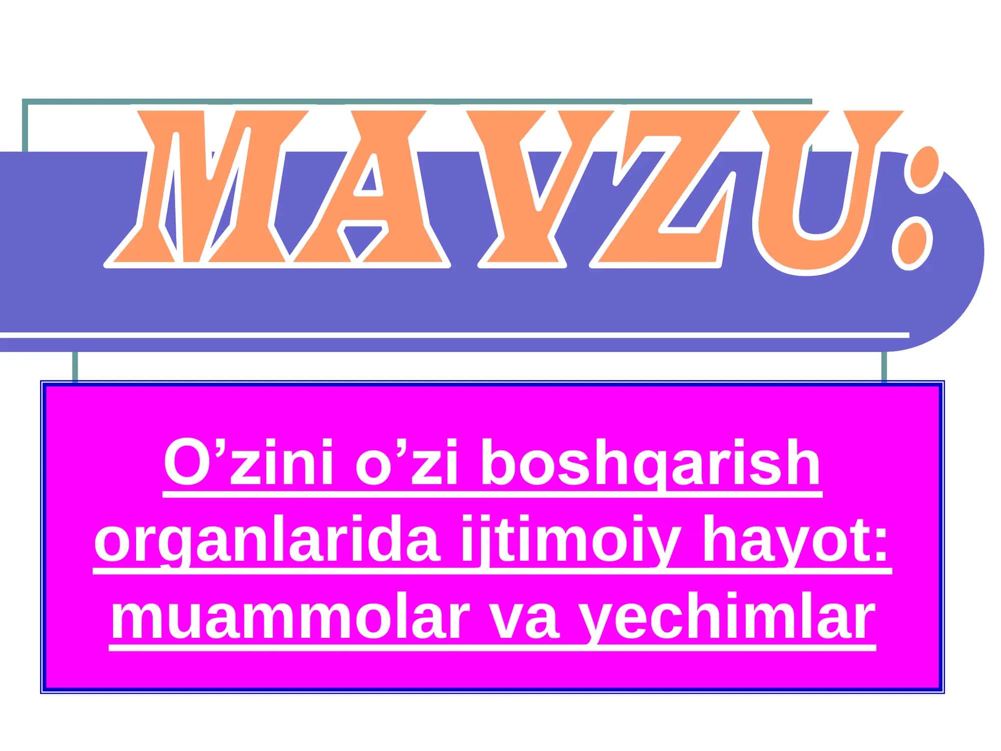 O’zini o’zi boshqarish