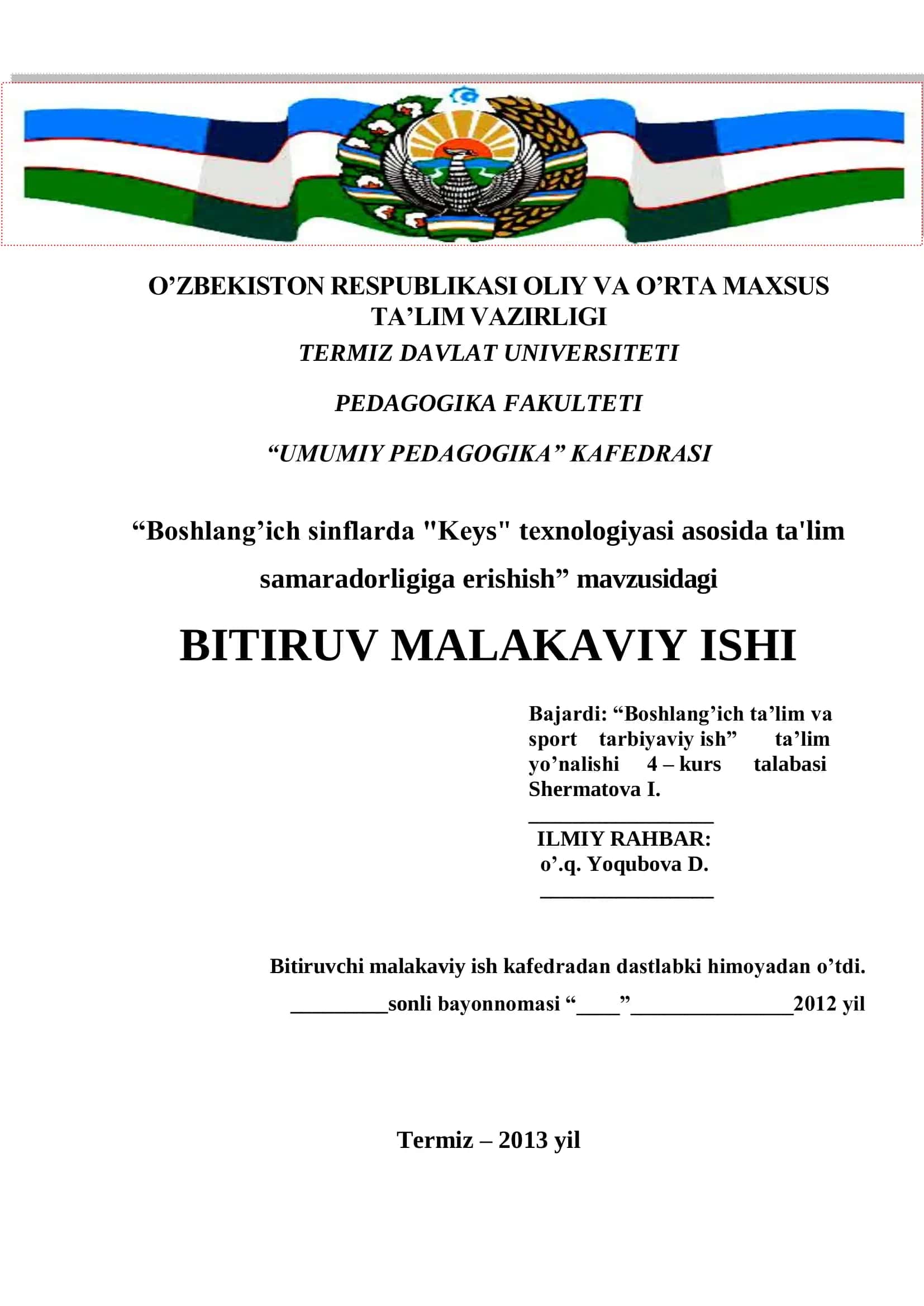Boshlang’ich sinflarda "Kеys" tеxnologiyasi asosida ta'lim samaradorligiga erishish