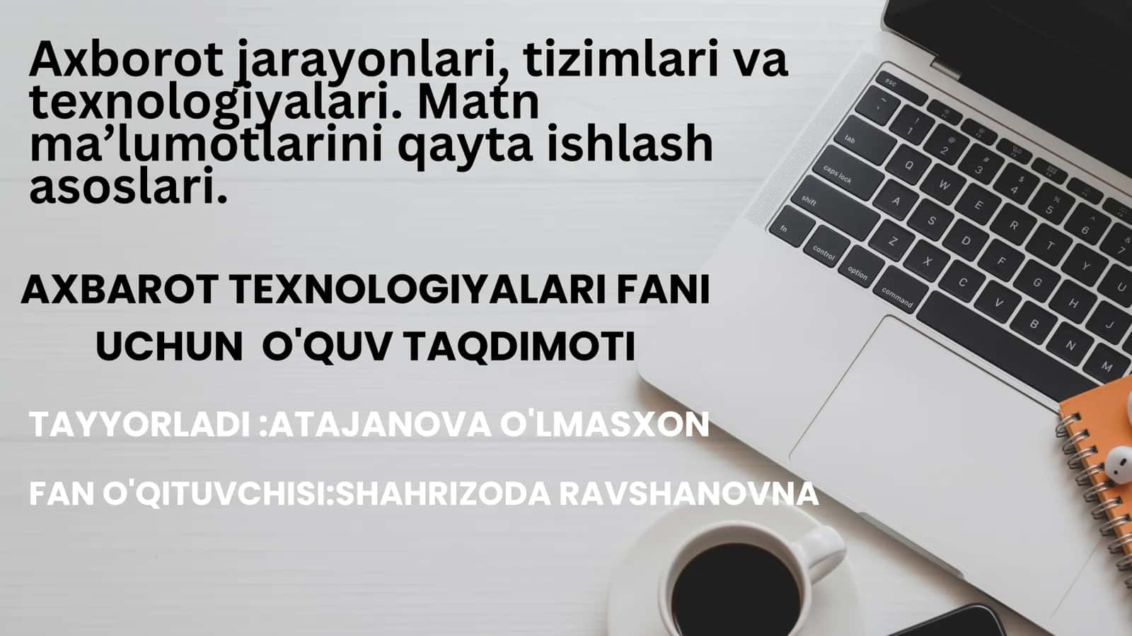 FANNING PREDMETI, MAQSADI VA VAZIFALARI