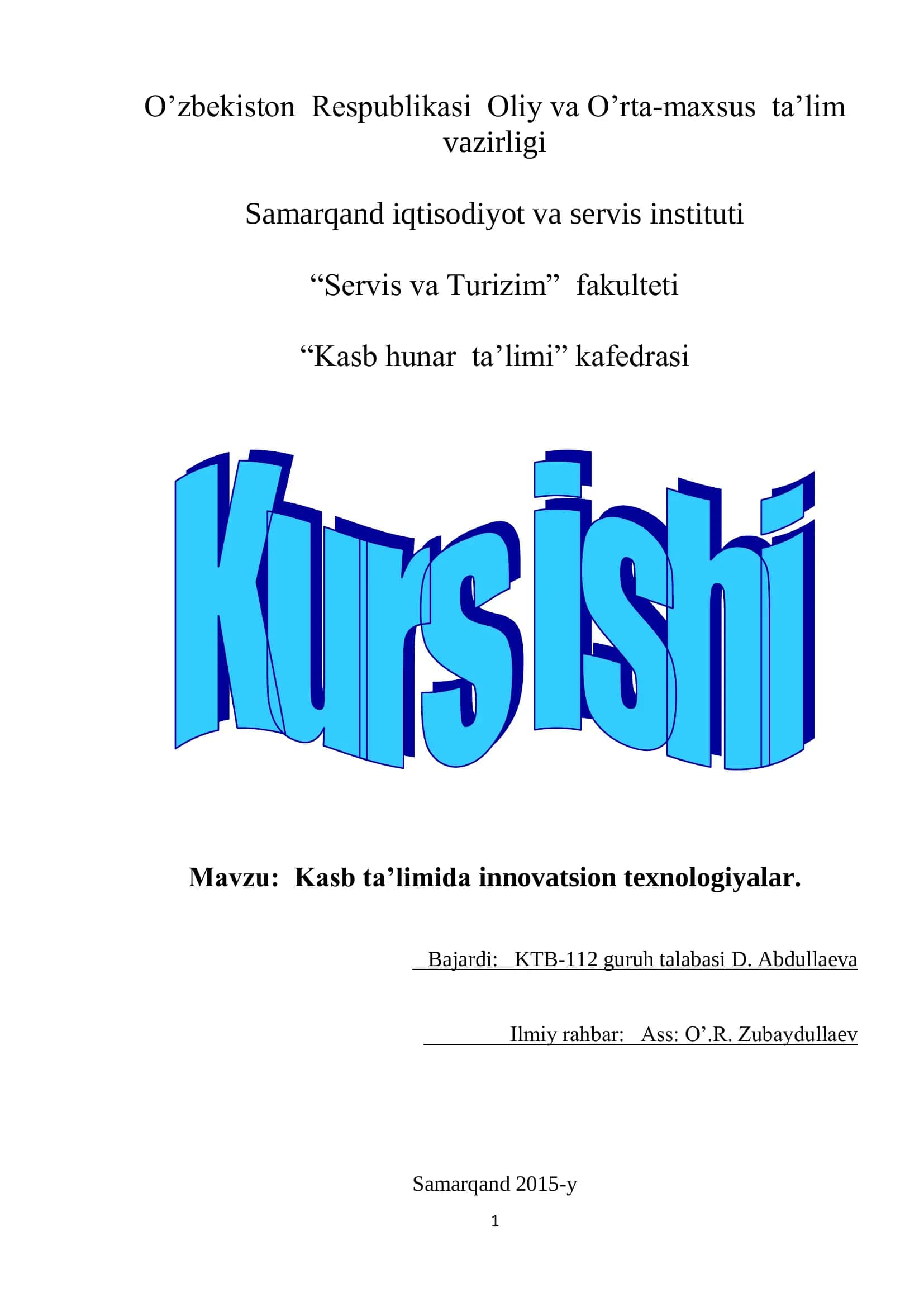 Kasb ta’limida innovatsion texnologiyalar