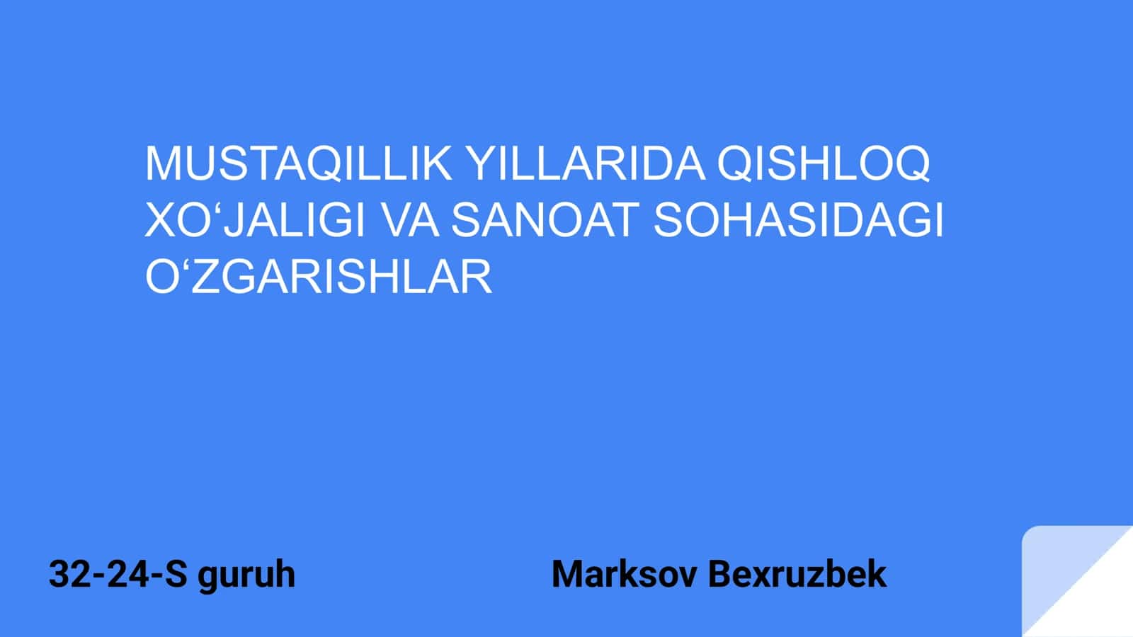 Mustaqillik yillarida qishloq xo‘jaligi va sanoat sohasi