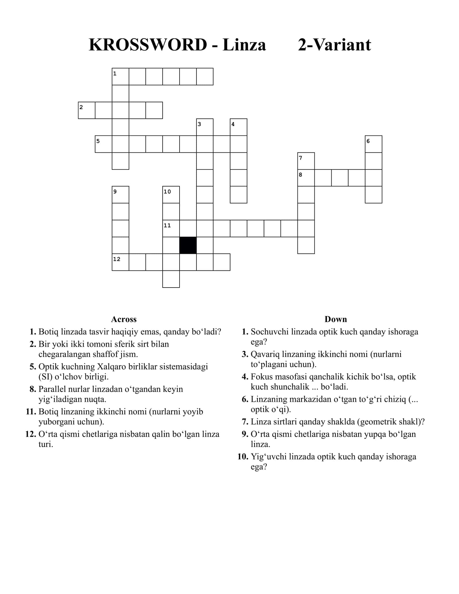 KROSSWORD - Linza 🔍 2-Variant